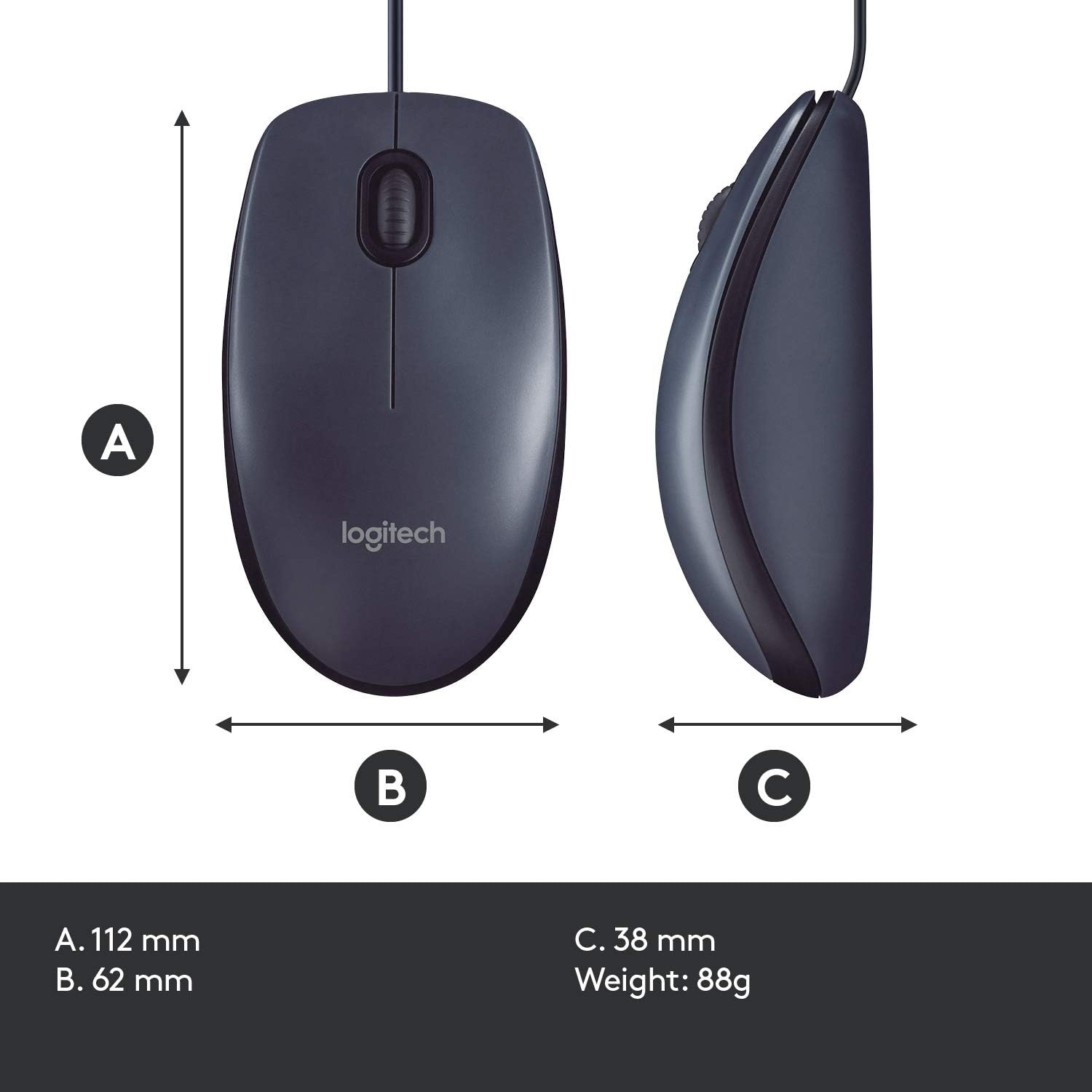 image:imageLogitech B100 Wired Mouse for Computer and Laptop USB Corded Mouse Right or Left Hand Use Black