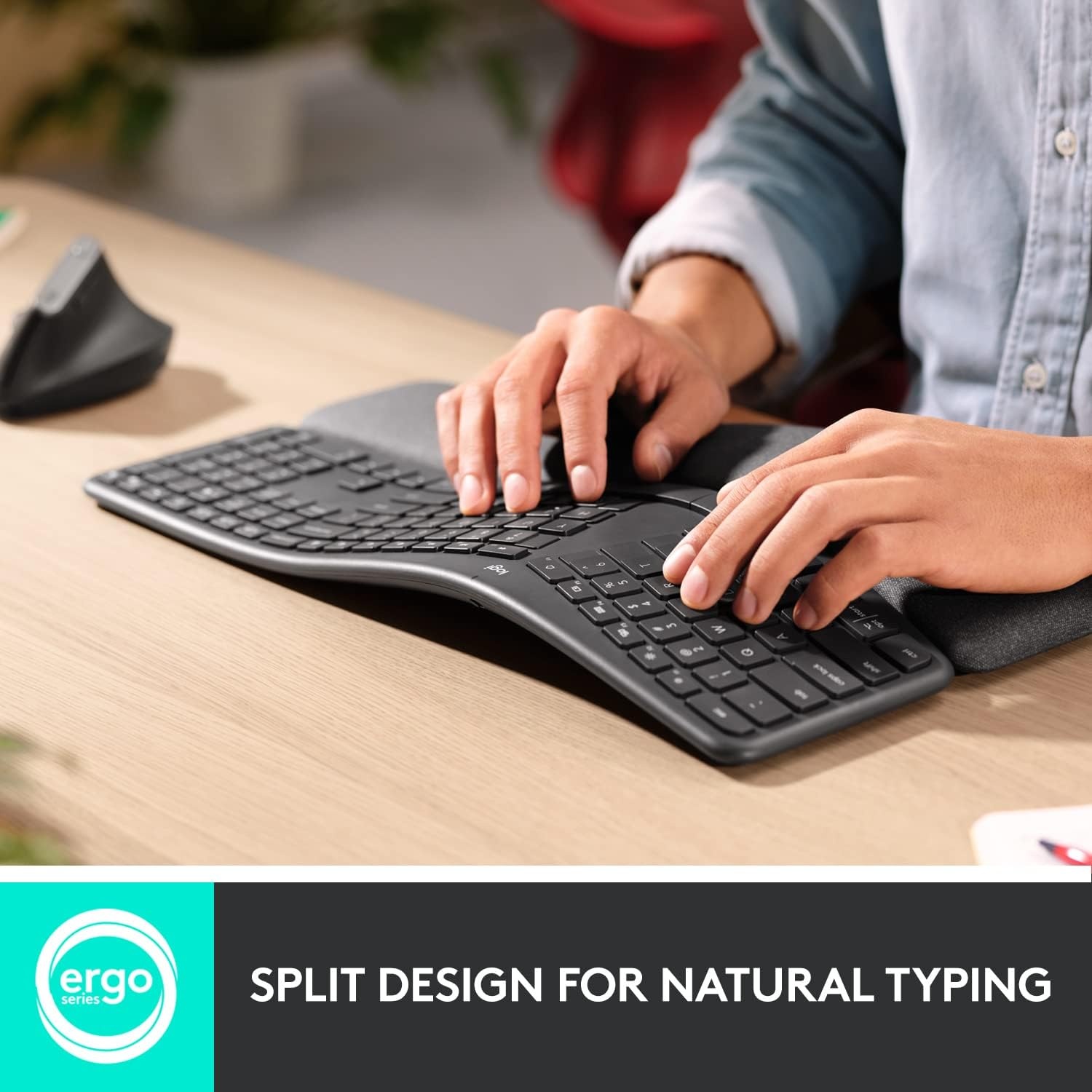 image:imageLogitech Ergo K860 Wireless Ergonomic Keyboard amp Lift Vertical Ergonomic Mouse Wireless Bluetooth or Logi Bolt USB Receiver Quiet clicks 4 Buttons Graphite