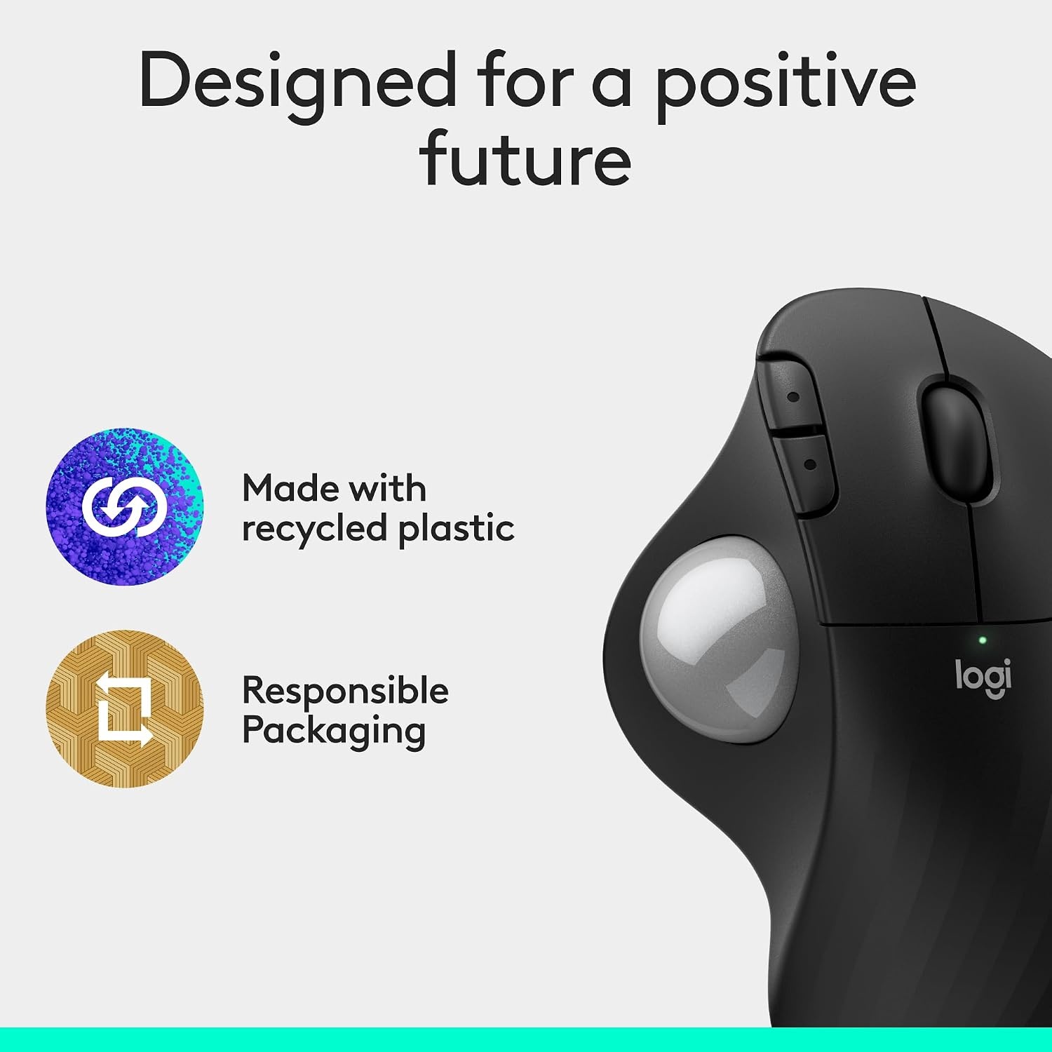 image:imageLogitech Ergo M575S Wireless Trackball Mouse Wireless Ergonomic Mouse with Bluetooth and Encrypted Dongle Comfortable Thumb Control Precise and Smooth Tracking for PCMac Black Silver BallBlack Silver Ball