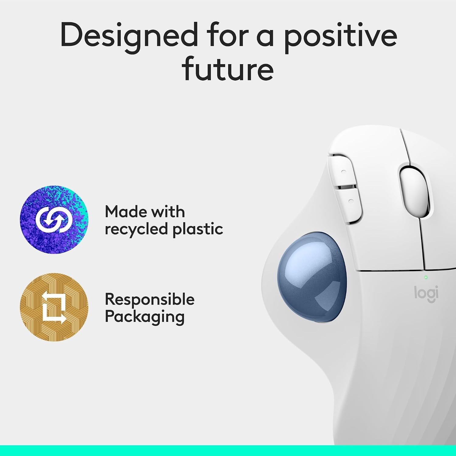 image:imageLogitech Ergo M575S Wireless Trackball Mouse Wireless Ergonomic Mouse with Bluetooth and Encrypted Dongle Comfortable Thumb Control Precise and Smooth Tracking for PCMac Black Silver BallWhite Blue Ball