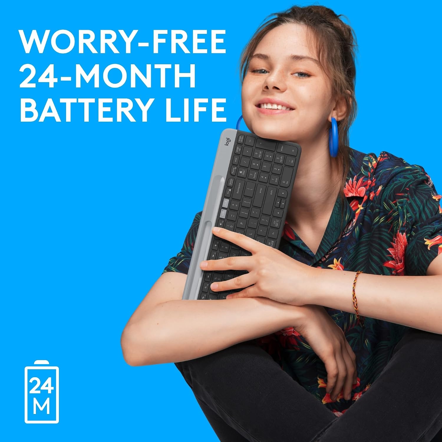 image:imageLogitech K585 MultiDevice Slim Wireless Keyboard Builtin Cradle for Device for Laptop Tablet Desktop Smartphone WinMac BluetoothReceiver Compact Easy Switch 24 Month Battery RoseGraphite