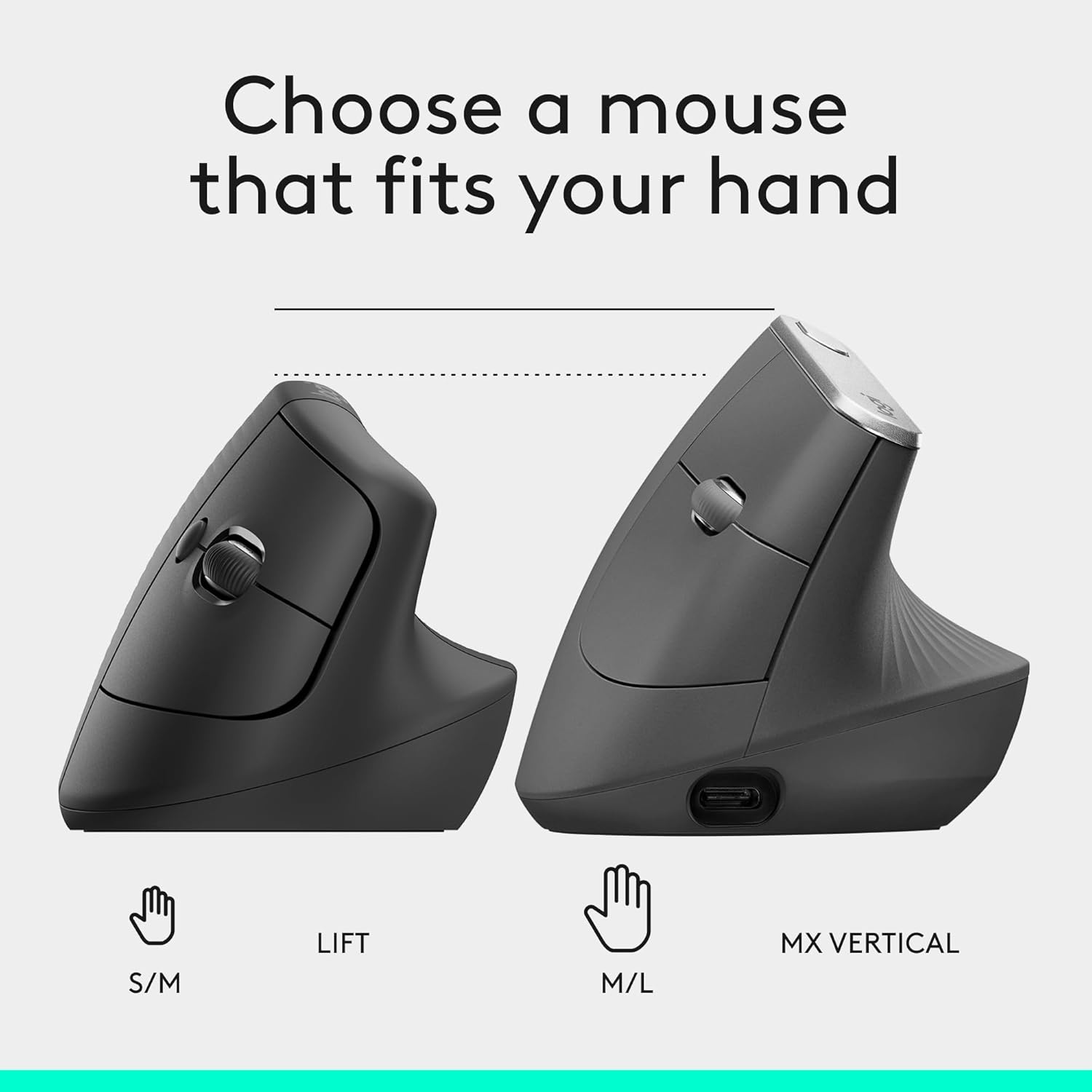 image:imageLogitech Lift Vertical Ergonomic Mouse Wireless Bluetooth or Logi Bolt USB Receiver Quiet clicks 6 Buttons Compatible with WindowsmacOSiPadOS Laptop PC Graphite
