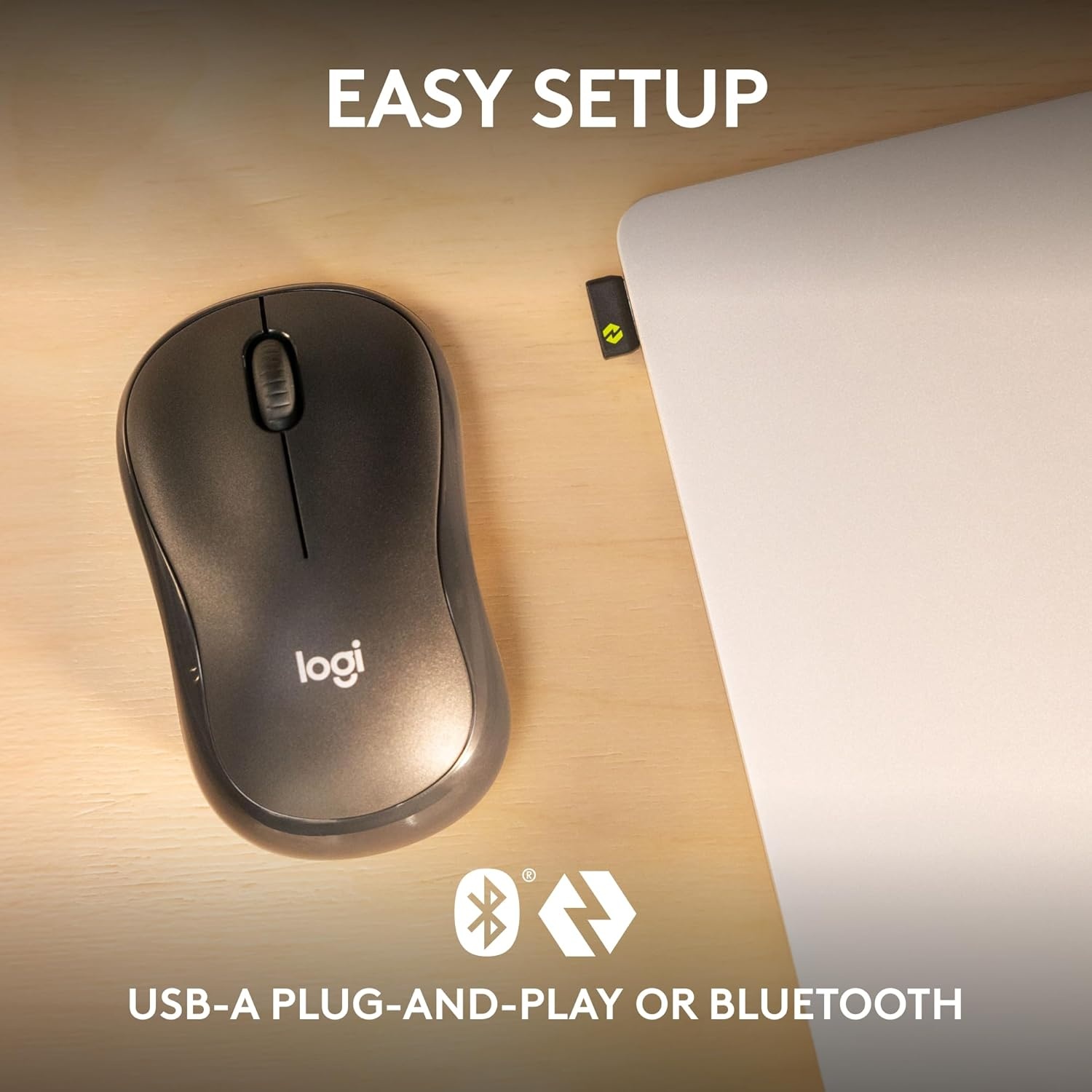image:imageLogitech M240 for Business Silent Wireless Mouse Secure Logi Bolt USB Receiver Bluetooth Globally Certified for Windows Mac Chrome Linux iPadOS Android GraphiteOne Size