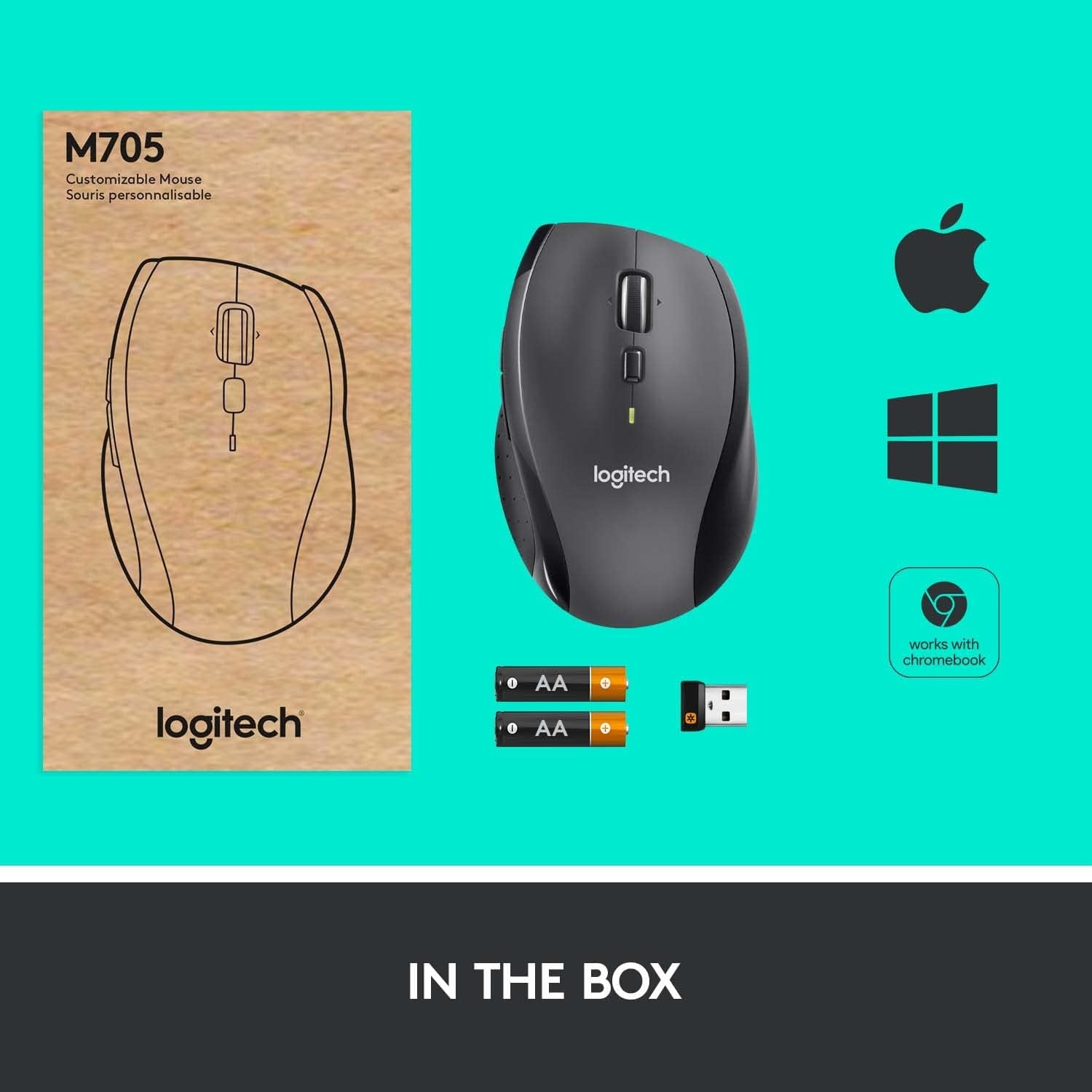 image:imageLogitech M720 Triathlon MultiDevice Wireless Mouse Bluetooth USB Unifying Receiver 1000 DPI 6 Programmable Buttons 2Year Battery Compatible with Laptop PC Mac iPadOS BlackM705