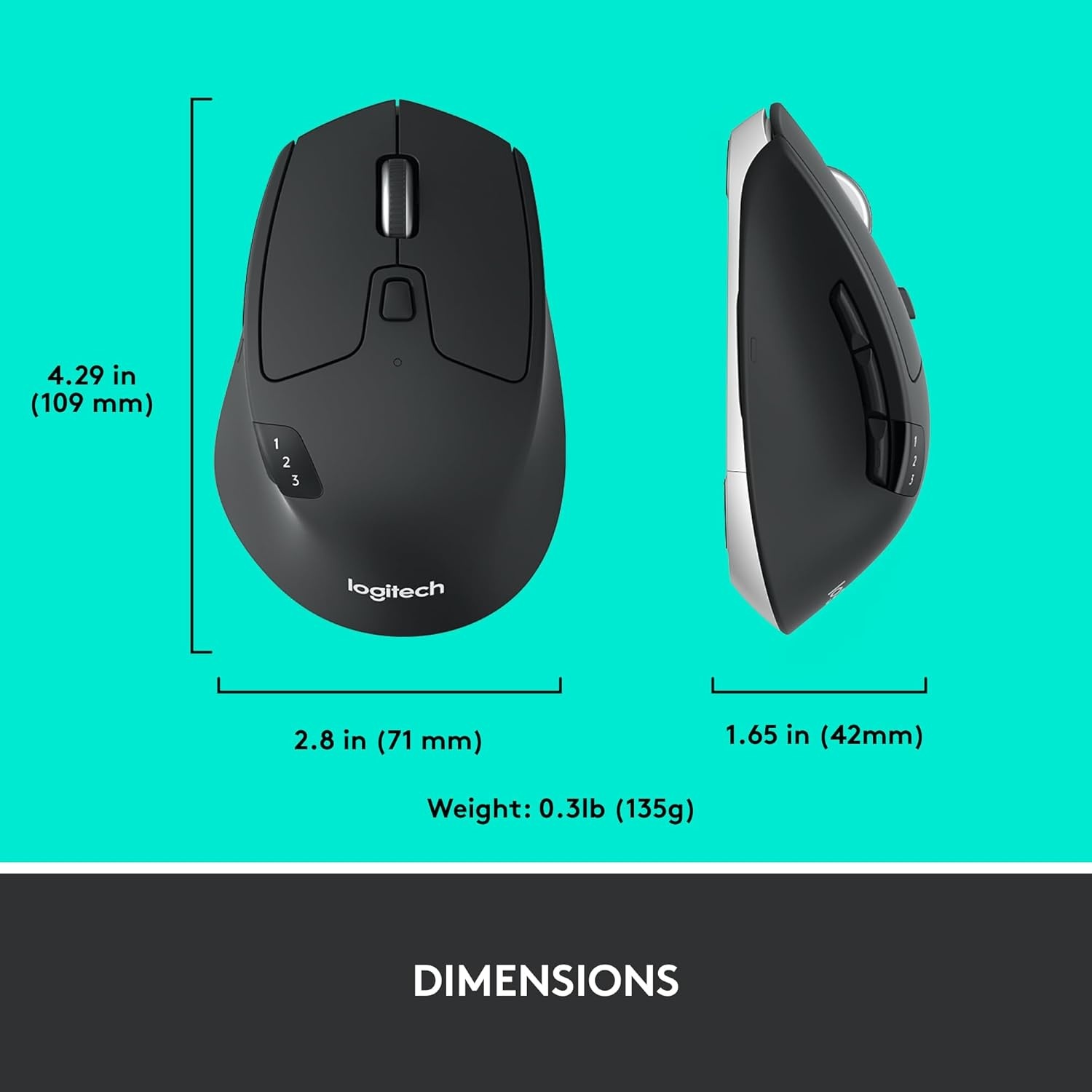 image:imageLogitech M720 Triathlon MultiDevice Wireless Mouse Bluetooth USB Unifying Receiver 1000 DPI 6 Programmable Buttons 2Year Battery Compatible with Laptop PC Mac iPadOS BlackM720