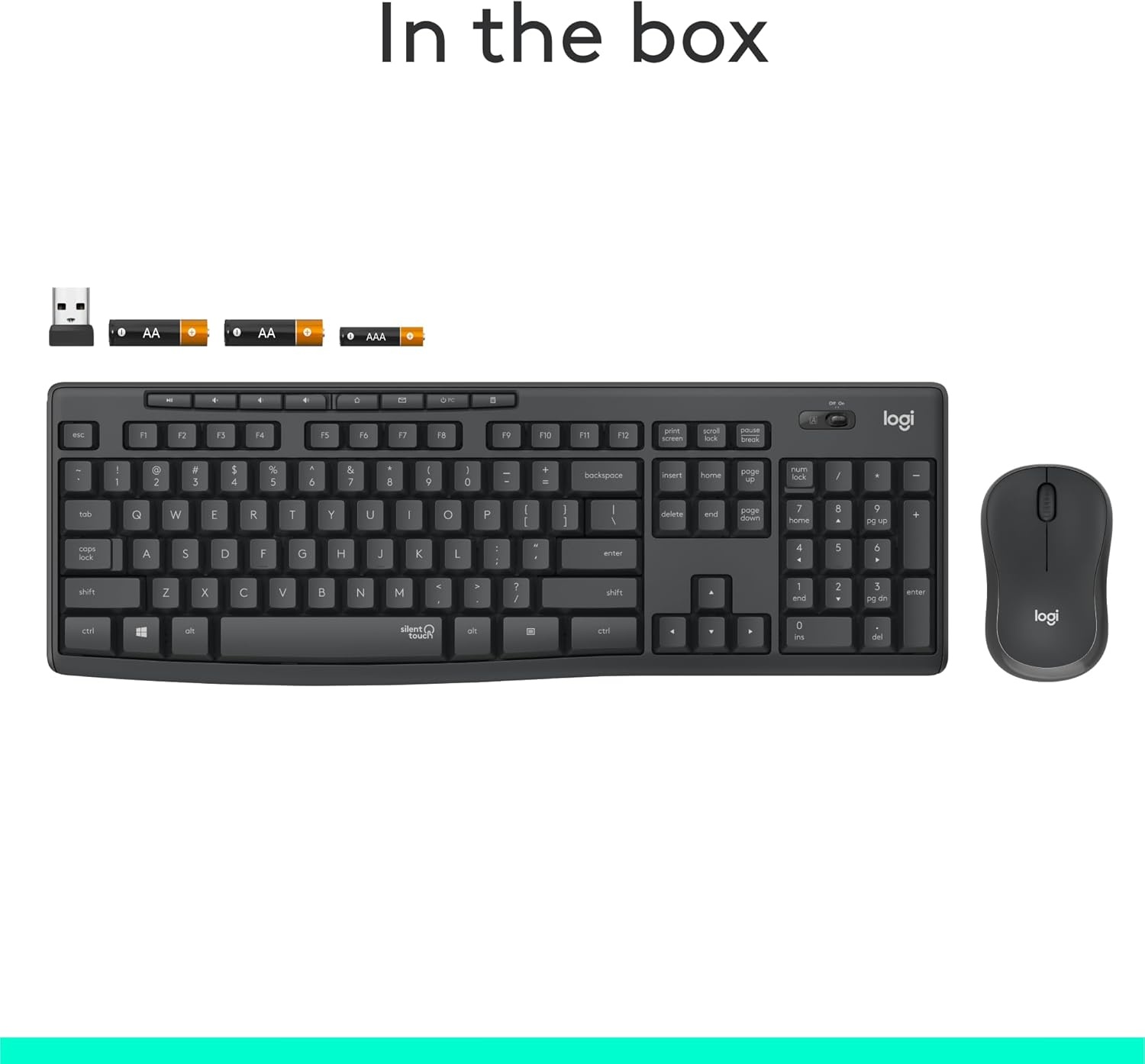 image:imageLogitech MK295 Wireless Mouse amp Keyboard Combo with SilentTouch Technology Full Numpad Advanced Optical Tracking LagFree Wireless 90 Less Noise GraphiteGraphite