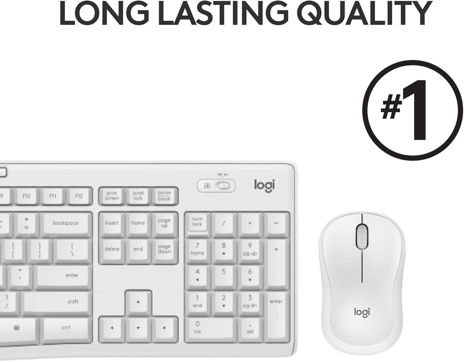 image:imageLogitech MK295 Wireless Mouse amp Keyboard Combo with SilentTouch Technology Full Numpad Advanced Optical Tracking LagFree Wireless 90 Less Noise GraphiteOffWhite