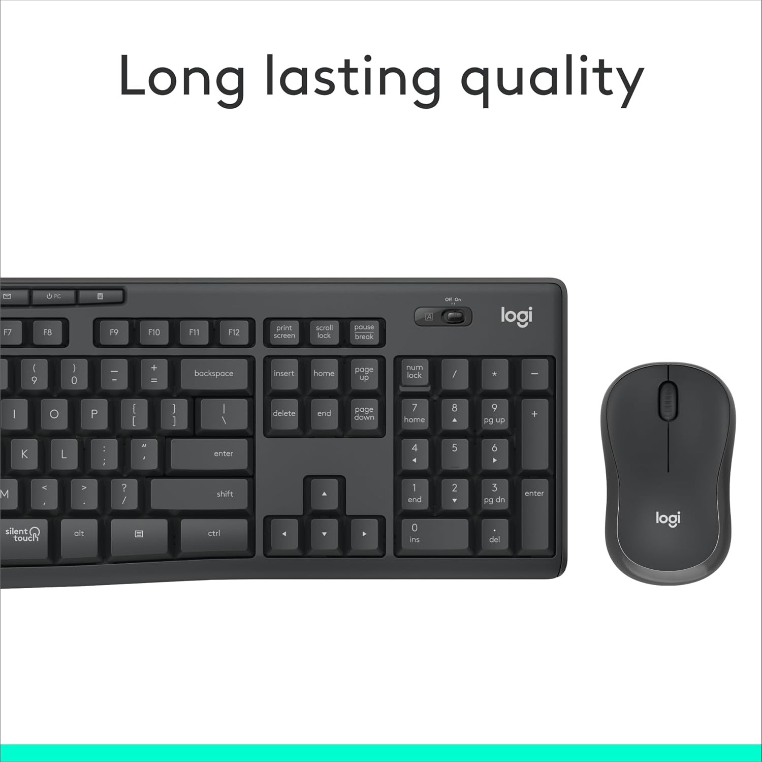 image:imageLogitech MK295 Wireless Mouse amp Keyboard Combo with SilentTouch Technology Full Numpad Advanced Optical Tracking LagFree Wireless 90 Less Noise GraphiteGraphite