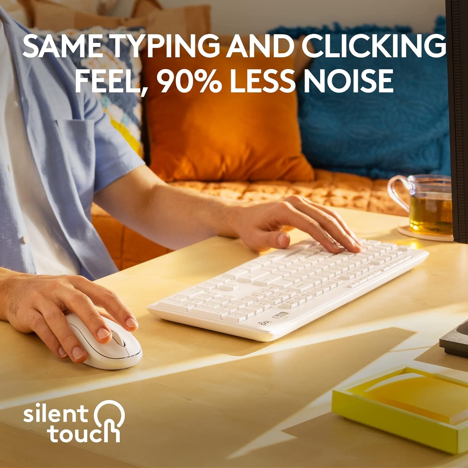 image:imageLogitech MK295 Wireless Mouse amp Keyboard Combo with SilentTouch Technology Full Numpad Advanced Optical Tracking LagFree Wireless 90 Less Noise GraphiteOffWhite