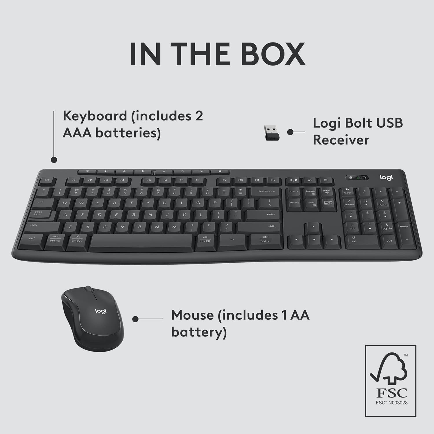 image:imageLogitech MK370 Combo for Business Wireless FullSize Keyboard and Wireless Mouse Secure Logi Bolt USB Receiver Bluetooth Globally Certified WindowsMacChrome Linux GraphiteOne Size