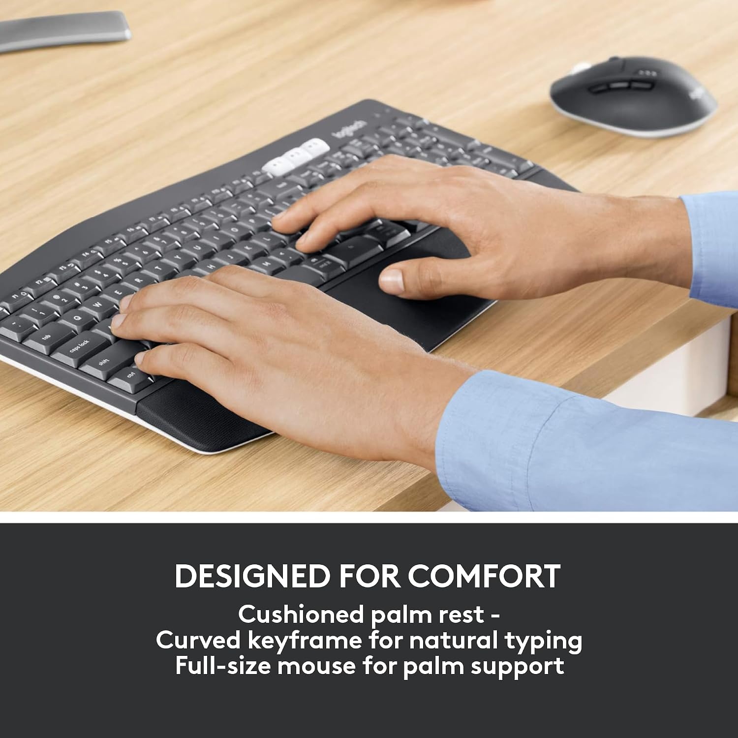 image:imageLogitech MK850 Performance Wireless Keyboard and Mouse Combo for Windows macOS amp ChromeOS Bluetooth amp 24 GHz USB Receiver FullSize Ergonomic Keyboard MultiDevice Cushioned Palm Rest GraphiteOne Size