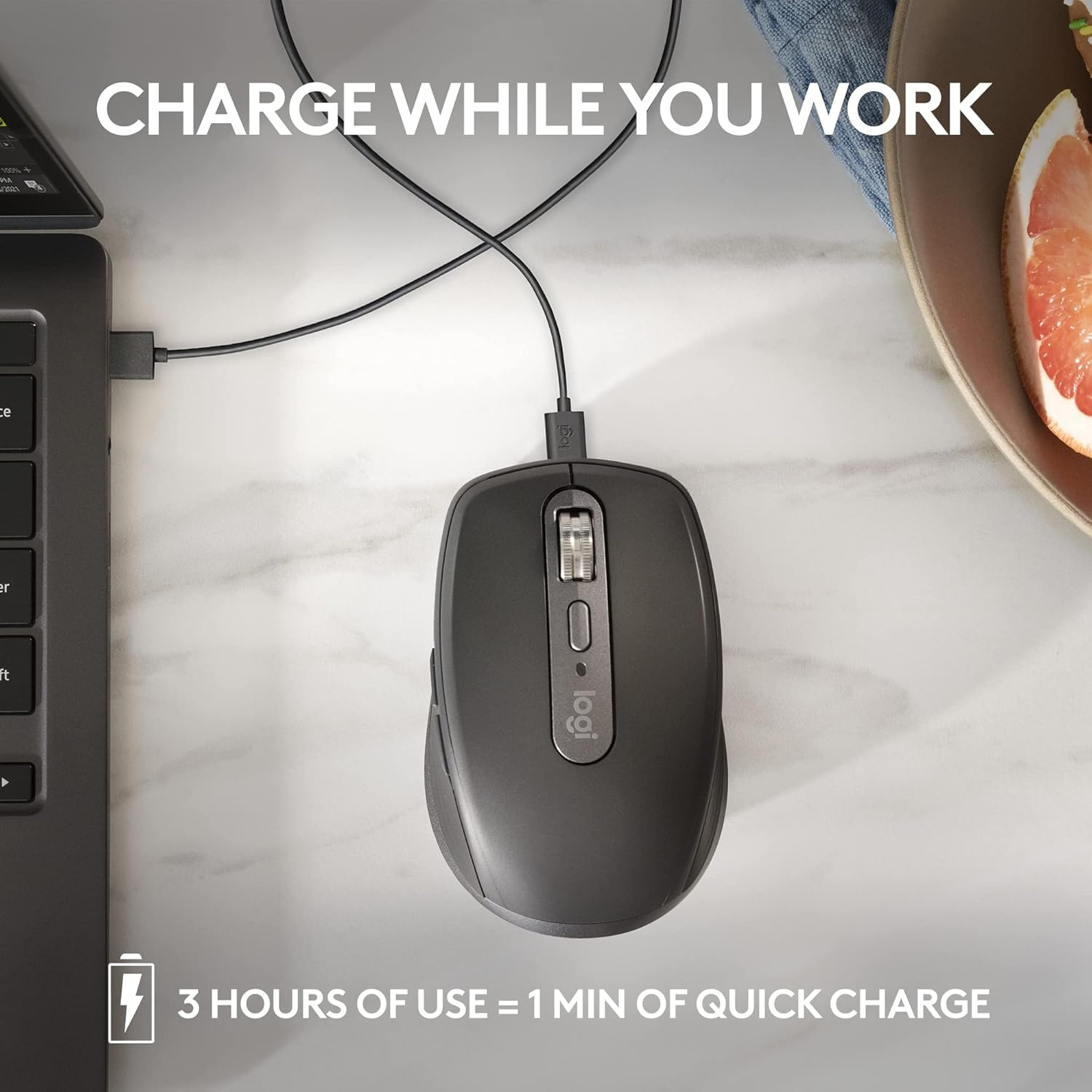 image:imageLogitech MX Anywhere 3S Compact Wireless Mouse Fast Scrolling 8K DPI AnySurface Tracking Quiet Clicks Programmable Buttons USB C Bluetooth Windows PC Linux Chrome Mac Pale GreyPale Grey