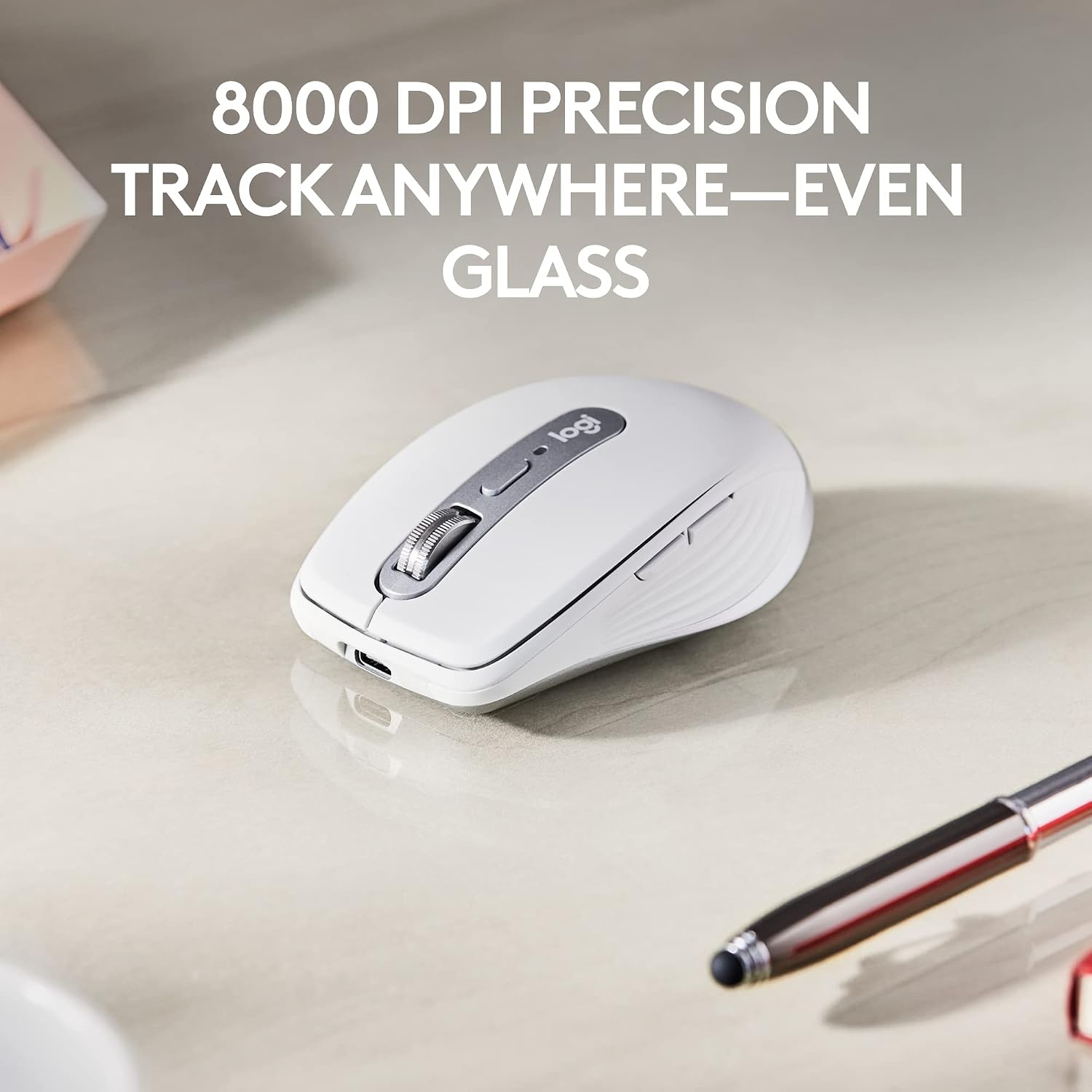 image:imageLogitech MX Anywhere 3S Wireless Mouse for Business for WindowsMacChromeLinux Bluetooth Quiet Click Secure Logi Bolt Compact 8K DPI MagSpeed Scrolling GraphitePale Grey