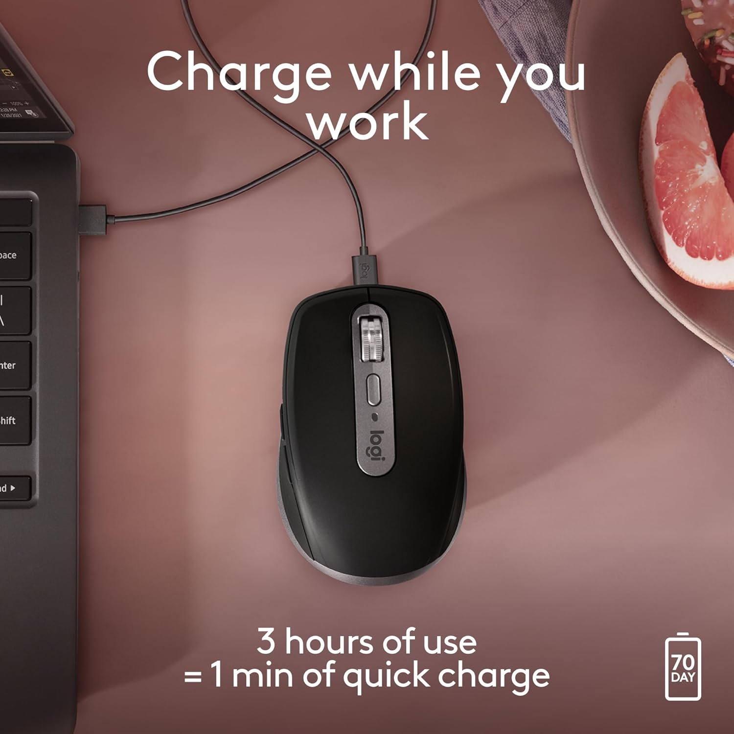 image:imageLogitech MX Anywhere 3S for Mac Compact Wireless Bluetooth Mouse 8K DPI AnySurface Tracking Quiet Clicks USB C Wireless Mouse for MacBook Pro MacBook Air iMac iPad Space GreySpace Grey