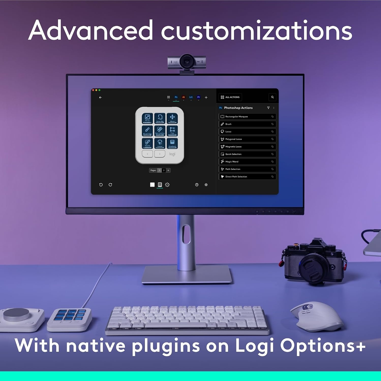 image:imageLogitech MX Creative Console 9 Customizable LCD Keys Stream Deck AccessoriesConnectivity Technology USBC Control Dial for Graphic Design Zoom Spotify Graphite 3Month Adobe Cloud MembershipPale Grey