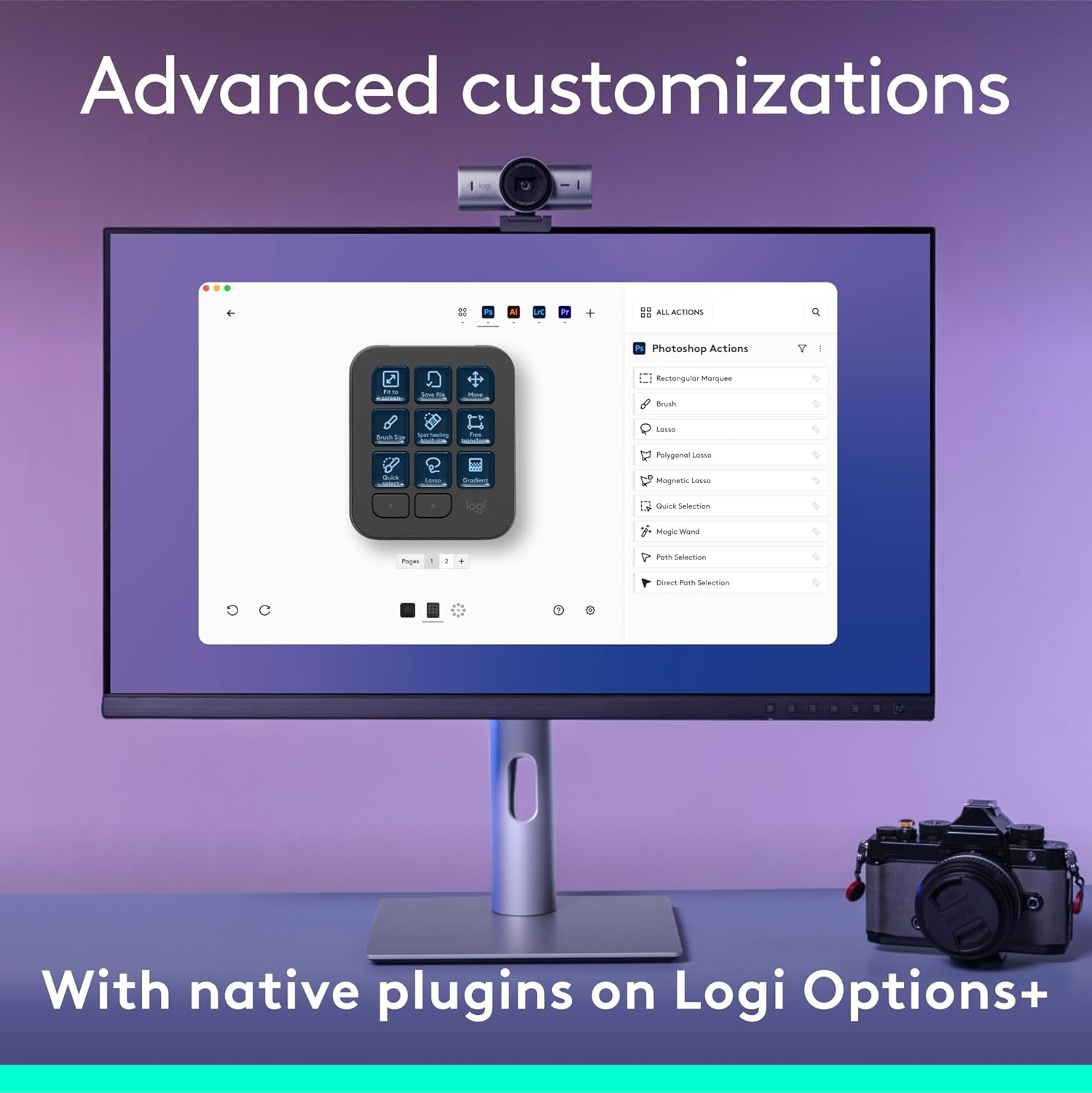 image:imageLogitech MX Creative Console 9 Customizable LCD Keys Stream Deck AccessoriesConnectivity Technology USBC Control Dial for Graphic Design Zoom Spotify Graphite 3Month Adobe Cloud MembershipGraphite