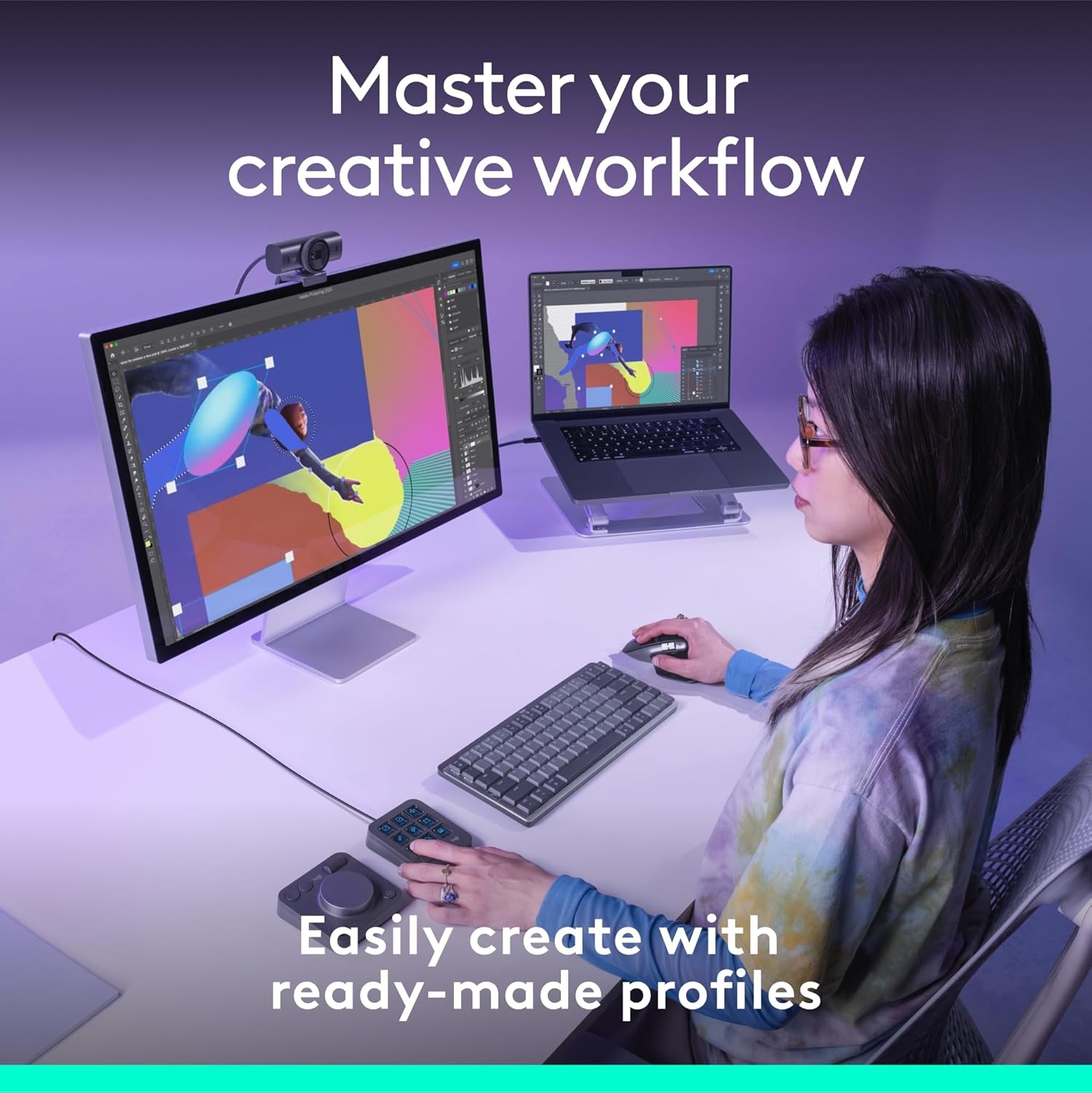 image:imageLogitech MX Creative Console 9 Customizable LCD Keys Stream Deck AccessoriesConnectivity Technology USBC Control Dial for Graphic Design Zoom Spotify Graphite 3Month Adobe Cloud MembershipGraphite