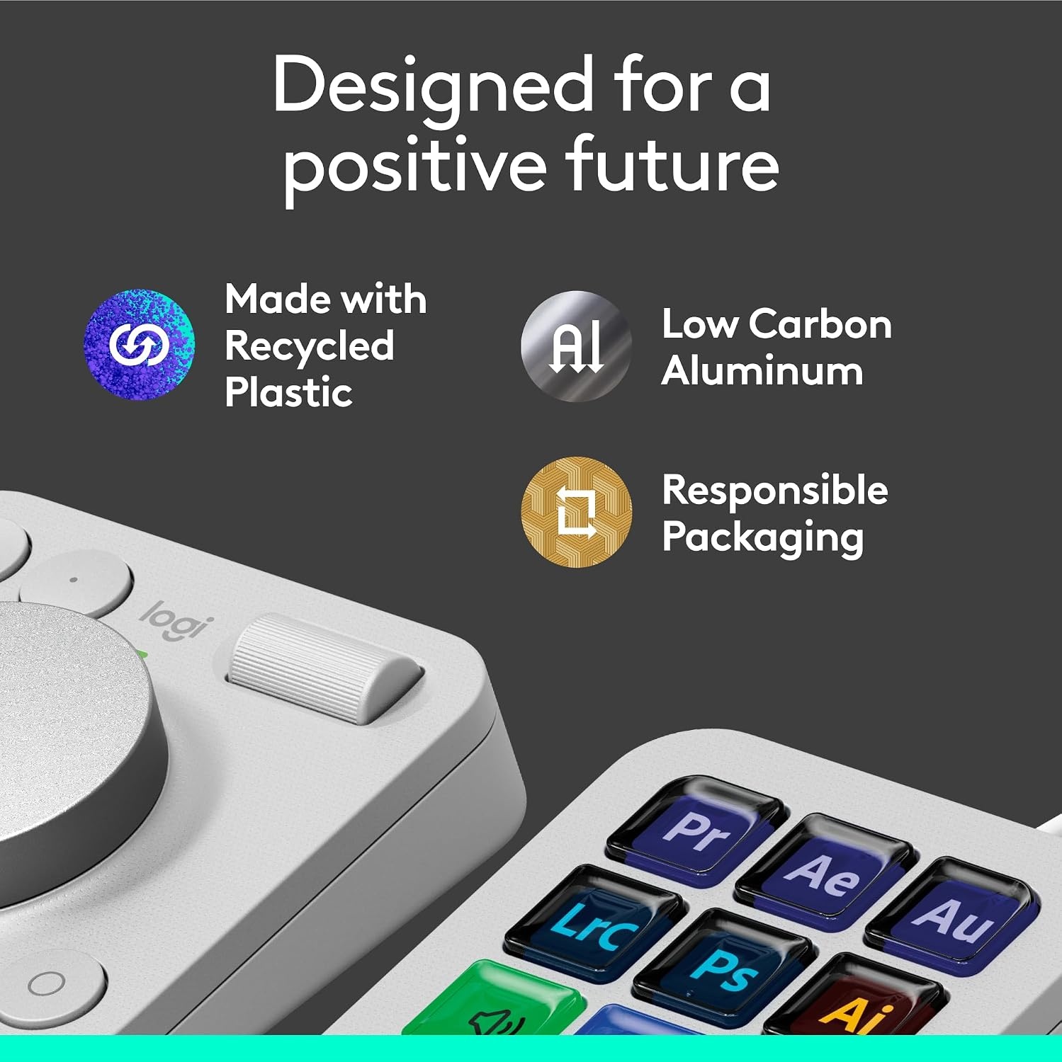 image:imageLogitech MX Creative Console 9 Customizable LCD Keys Stream Deck AccessoriesConnectivity Technology USBC Control Dial for Graphic Design Zoom Spotify Graphite 3Month Adobe Cloud MembershipPale Grey