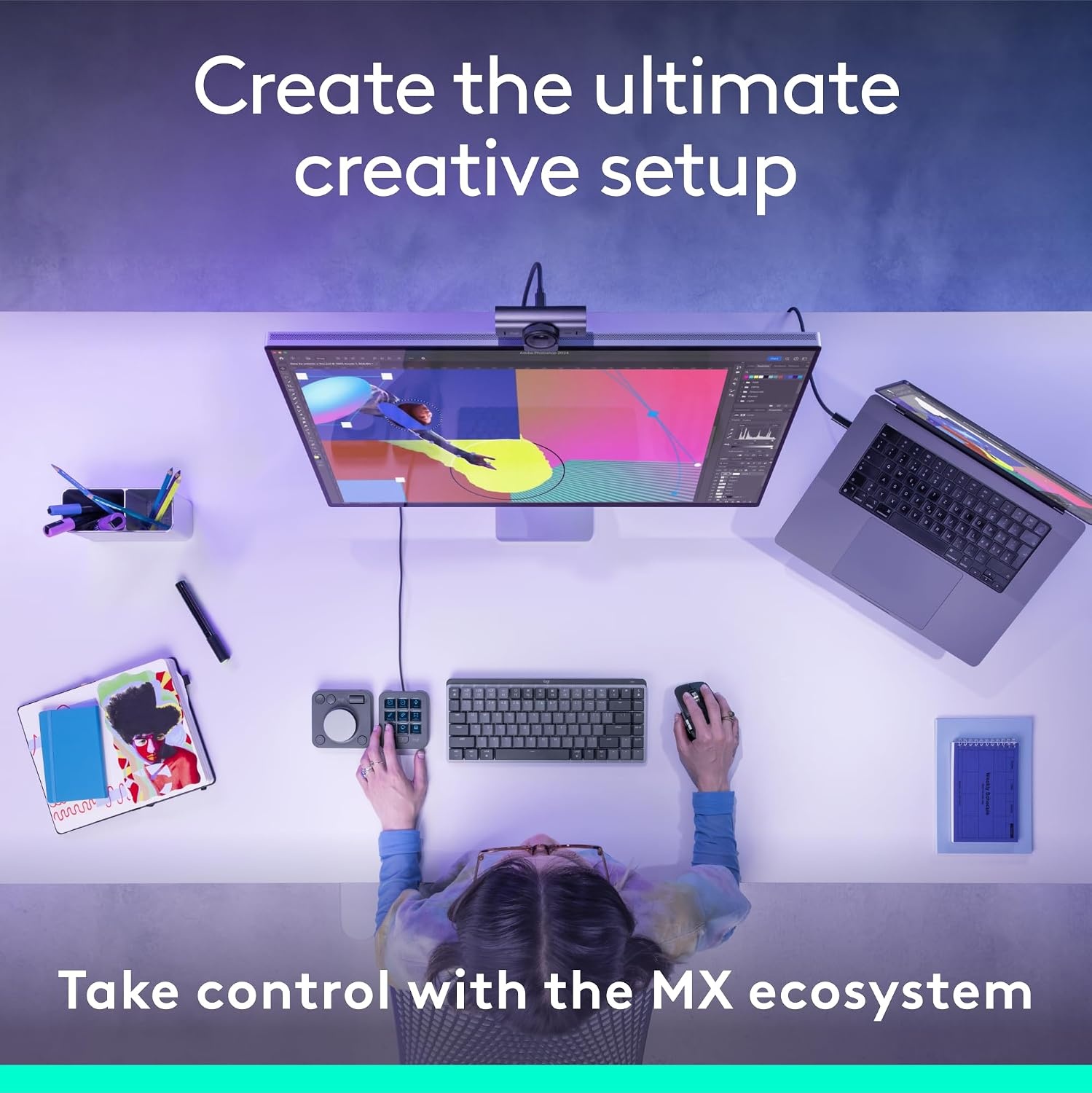 image:imageLogitech MX Creative Console 9 Customizable LCD Keys Stream Deck AccessoriesConnectivity Technology USBC Control Dial for Graphic Design Zoom Spotify Graphite 3Month Adobe Cloud MembershipGraphite