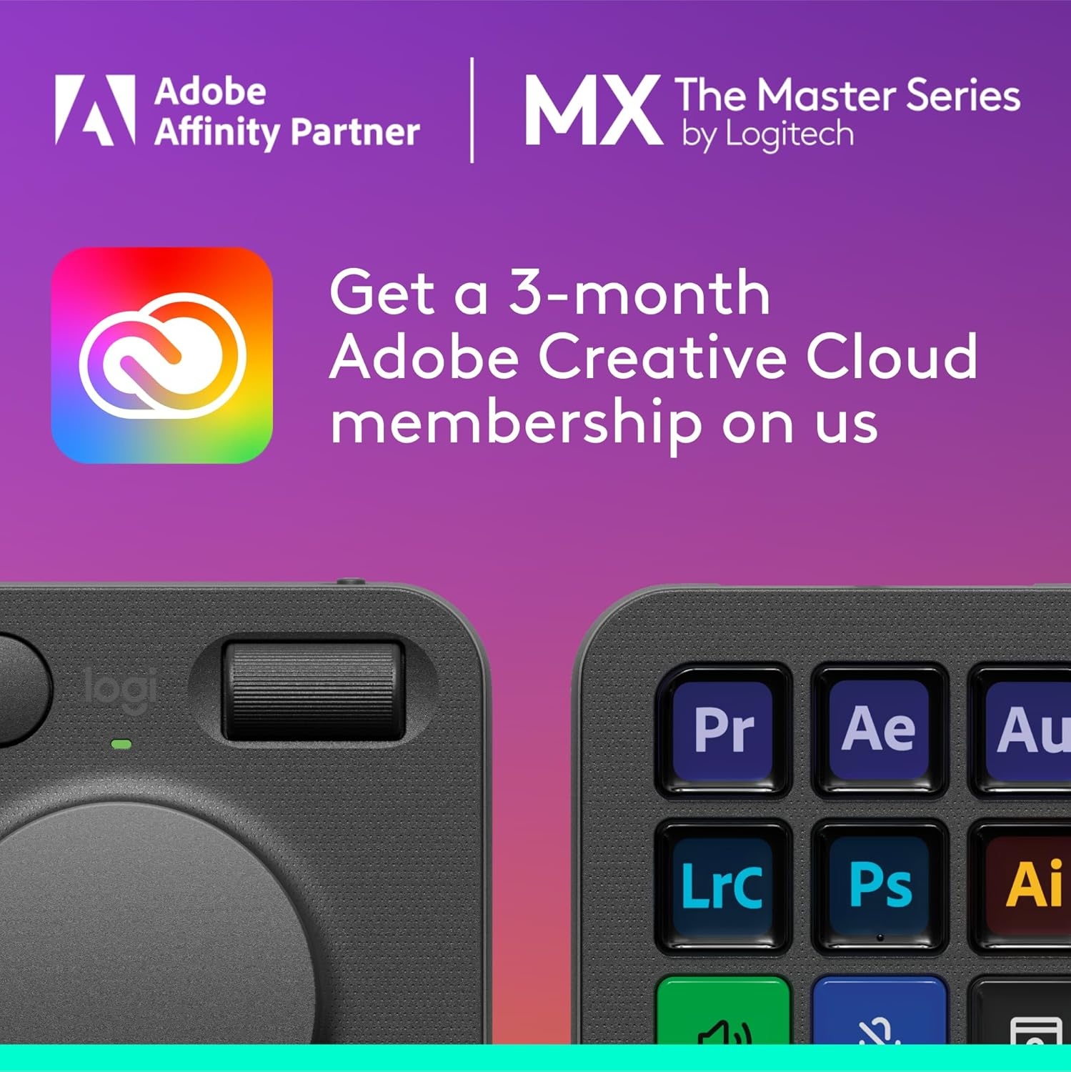 image:imageLogitech MX Creative Console 9 Customizable LCD Keys Stream Deck AccessoriesConnectivity Technology USBC Control Dial for Graphic Design Zoom Spotify Graphite 3Month Adobe Cloud MembershipGraphite