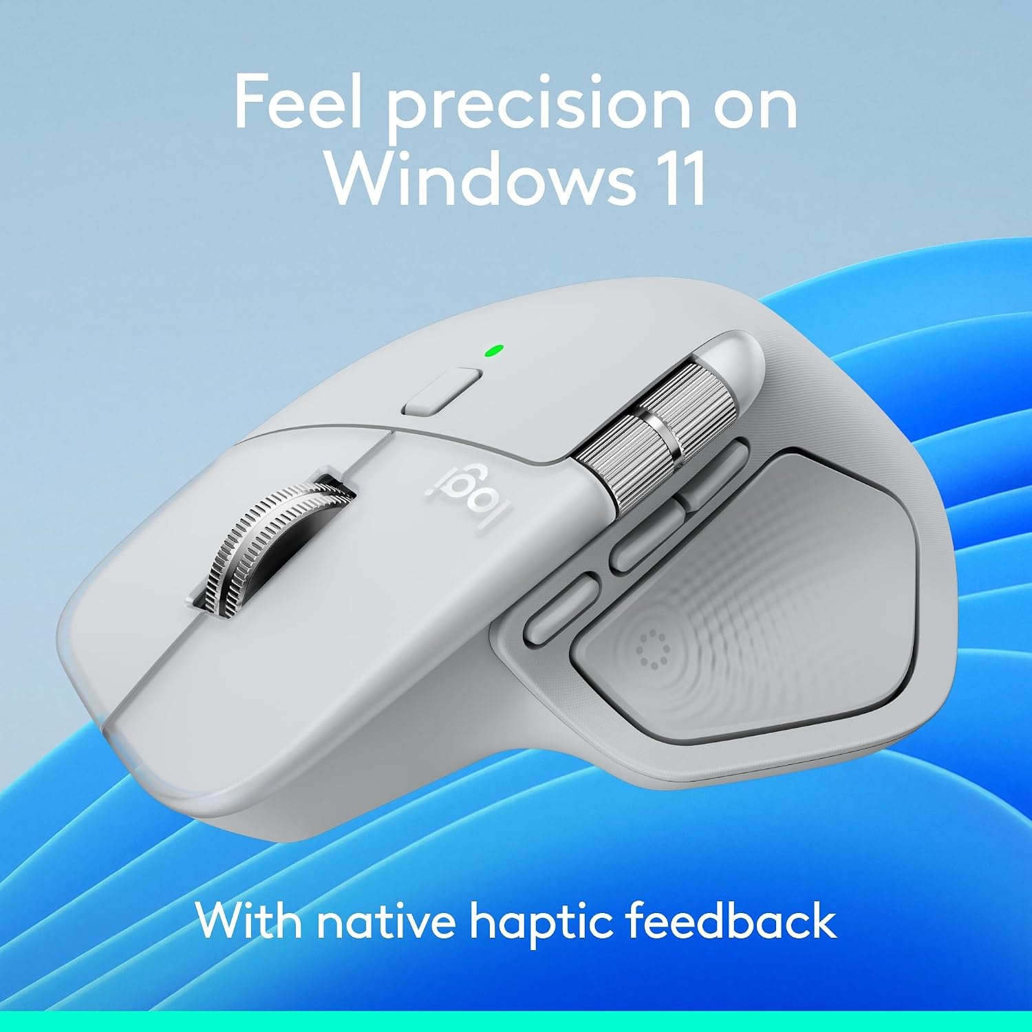 image:imageLogitech MX Master 4 Ergonomic Wireless Mouse with Advanced Performance Haptic Feedback UltraFast Scrolling USBC Charging Bluetooth Windows MacOS Pale GrayPale Gray