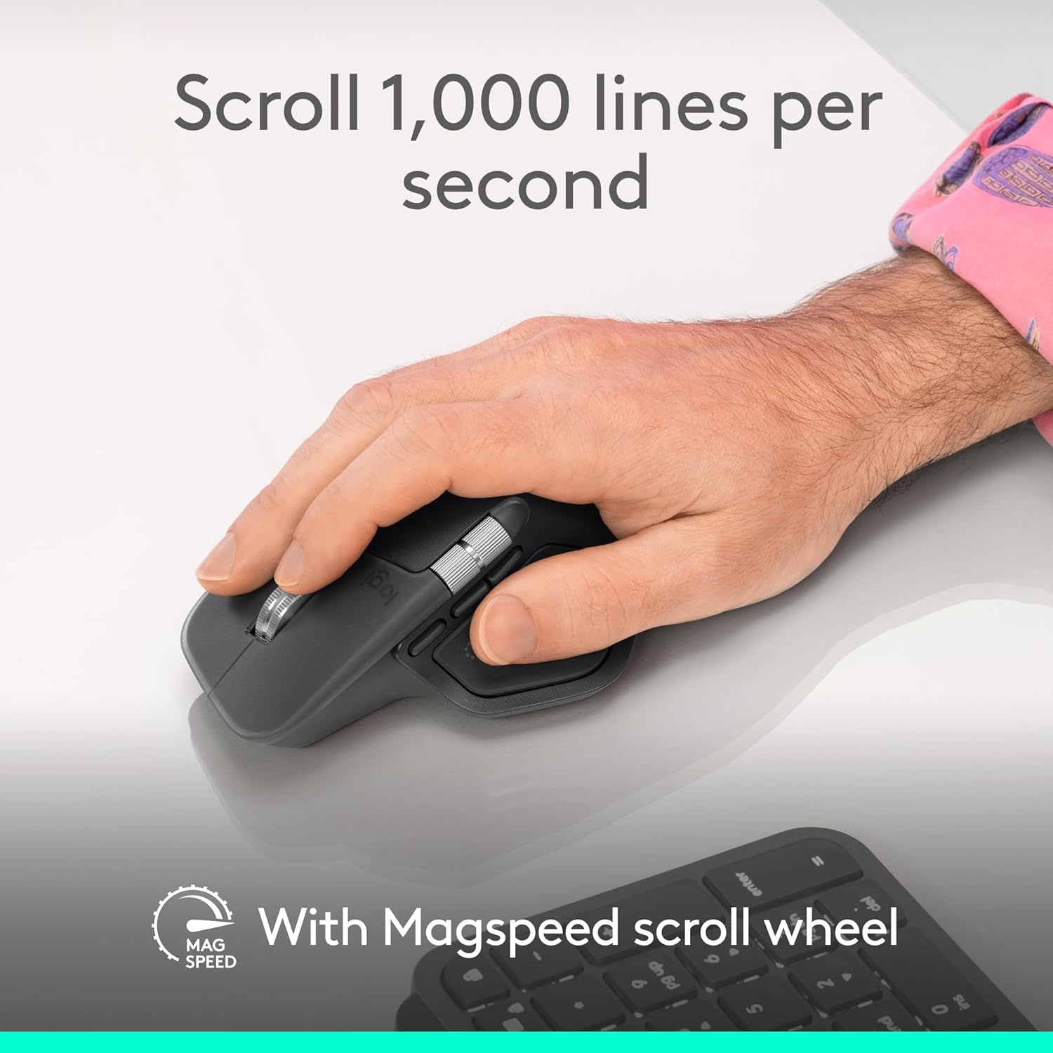 image:imageLogitech MX Master 4 Ergonomic Wireless Mouse with Advanced Performance Haptic Feedback UltraFast Scrolling USBC Charging Bluetooth Windows MacOS Pale GrayPale Gray