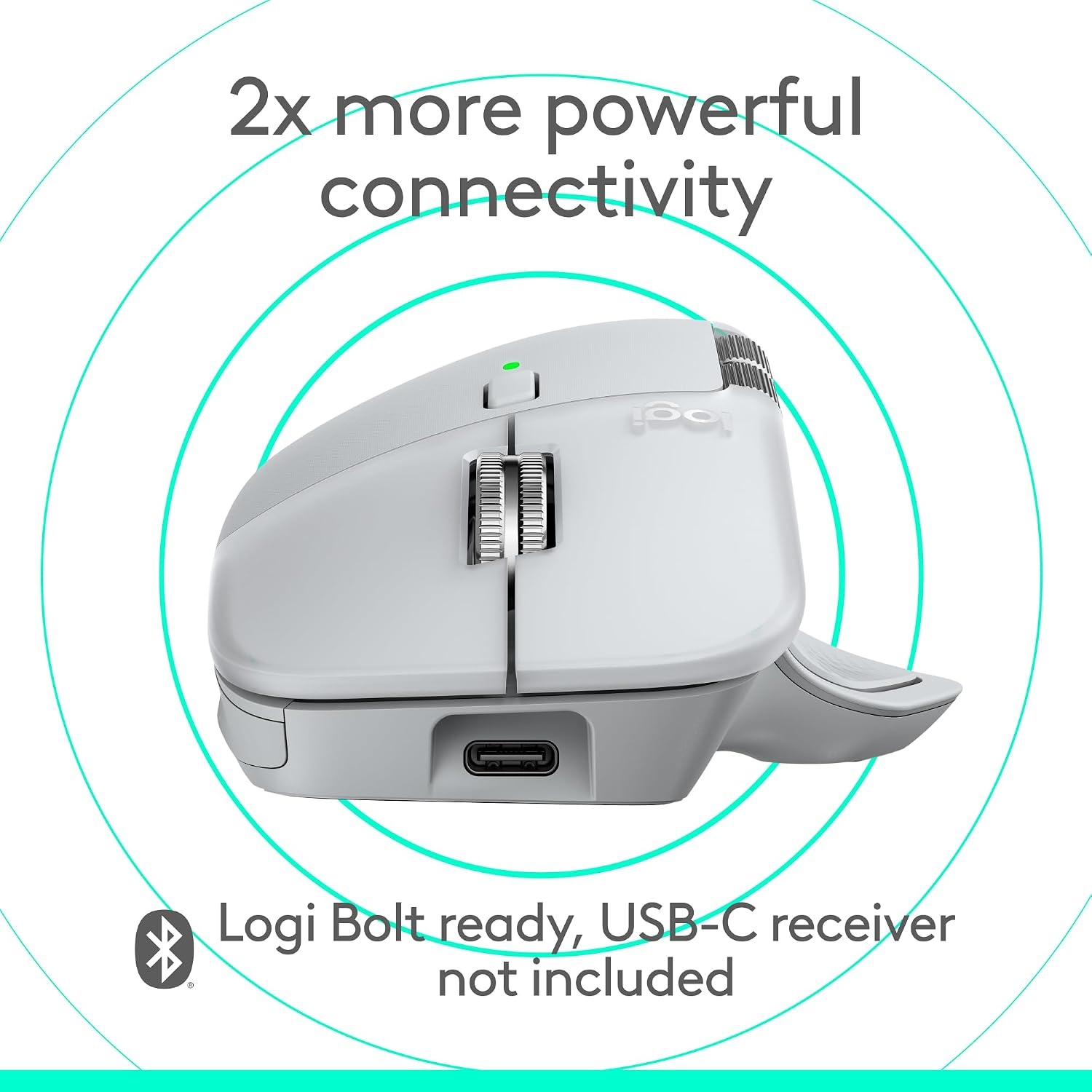 image:imageLogitech MX Master 4 for Mac Ergonomic Bluetooth Mouse with Advanced Performance Haptic Feedback UltraFast Scrolling USBC Charging MacOS iPadOS Windows White SilverWhite Silver