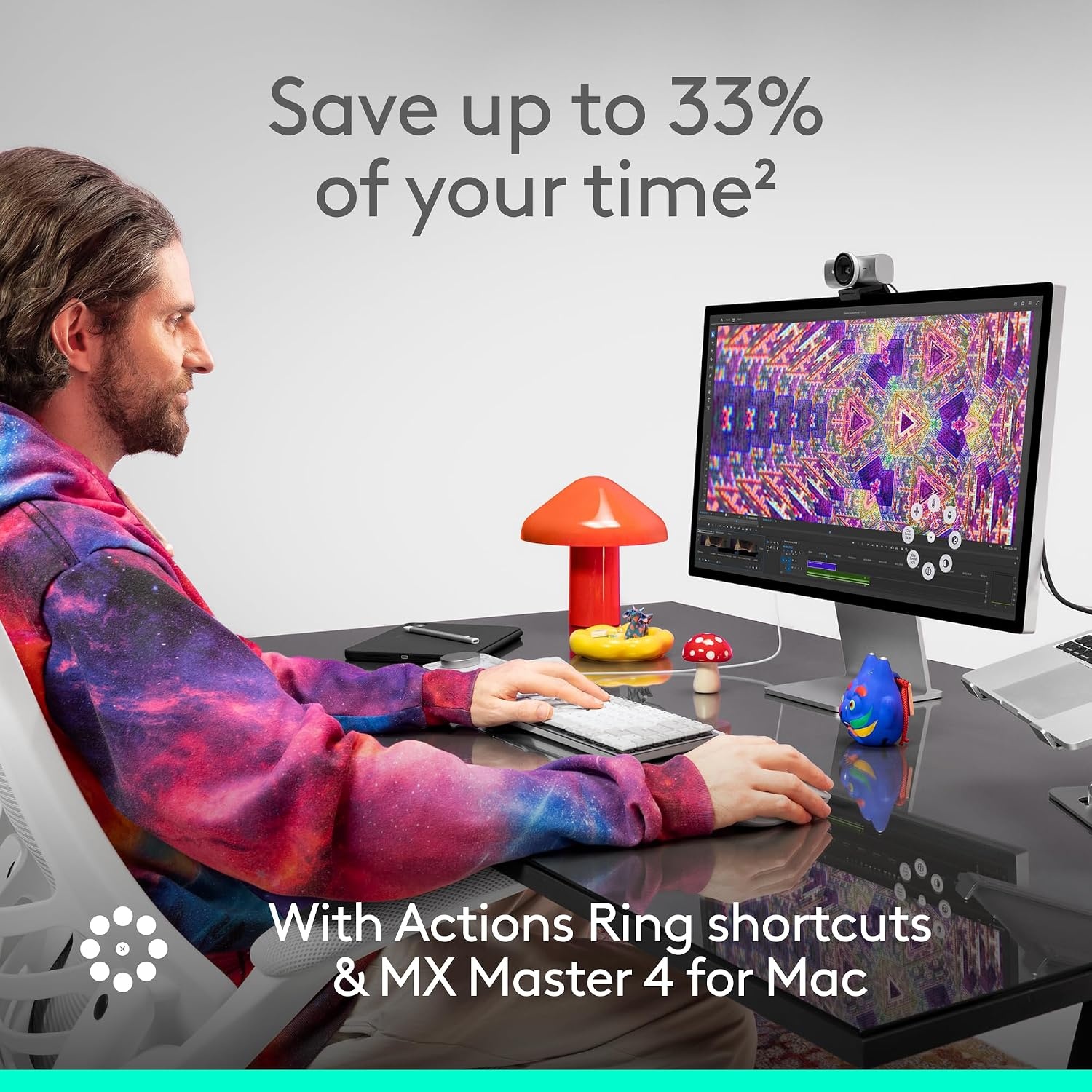 image:imageLogitech MX Master 4 for Mac Ergonomic Bluetooth Mouse with Advanced Performance Haptic Feedback UltraFast Scrolling USBC Charging MacOS iPadOS Windows White SilverWhite Silver