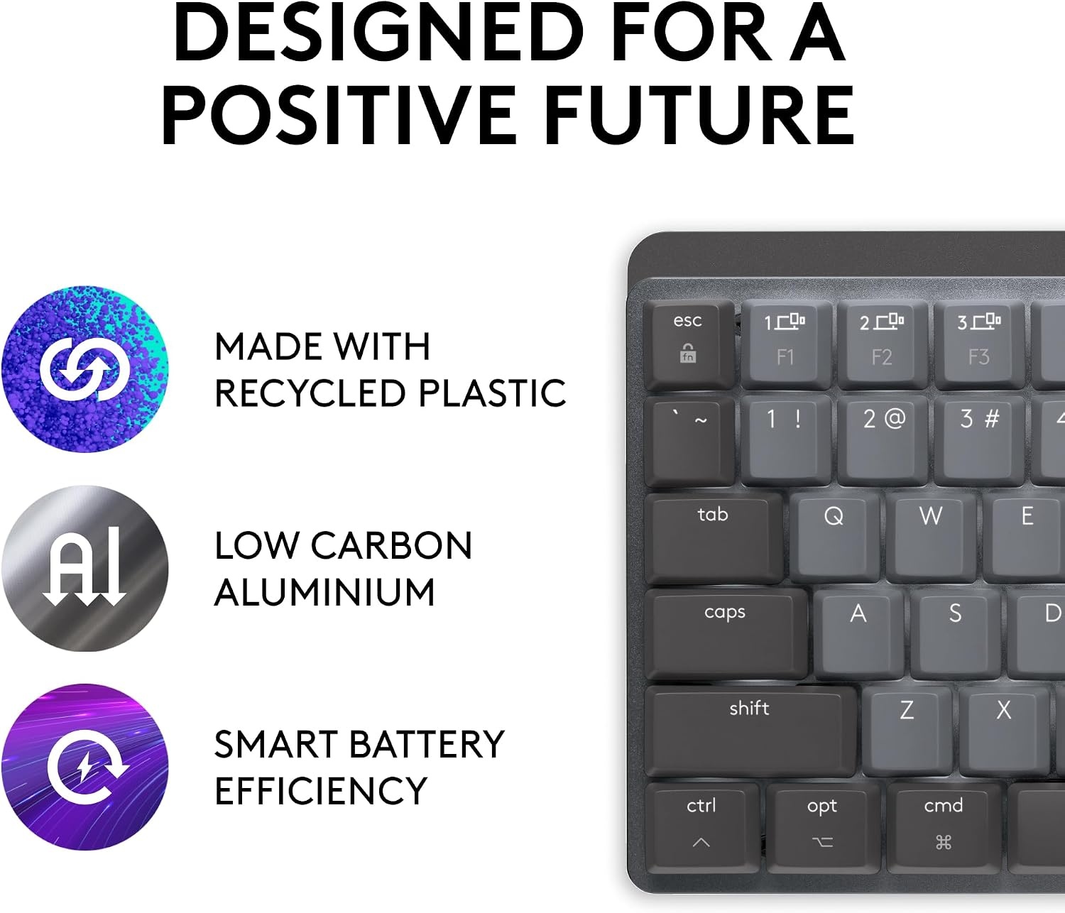 image:imageLogitech MX Mechanical Mini for Mac Wireless Illuminated Keyboard LowProfile Performance Switches Tactile Quiet Keys Backlit Bluetooth USBC Apple iPad Space GreySpace Grey