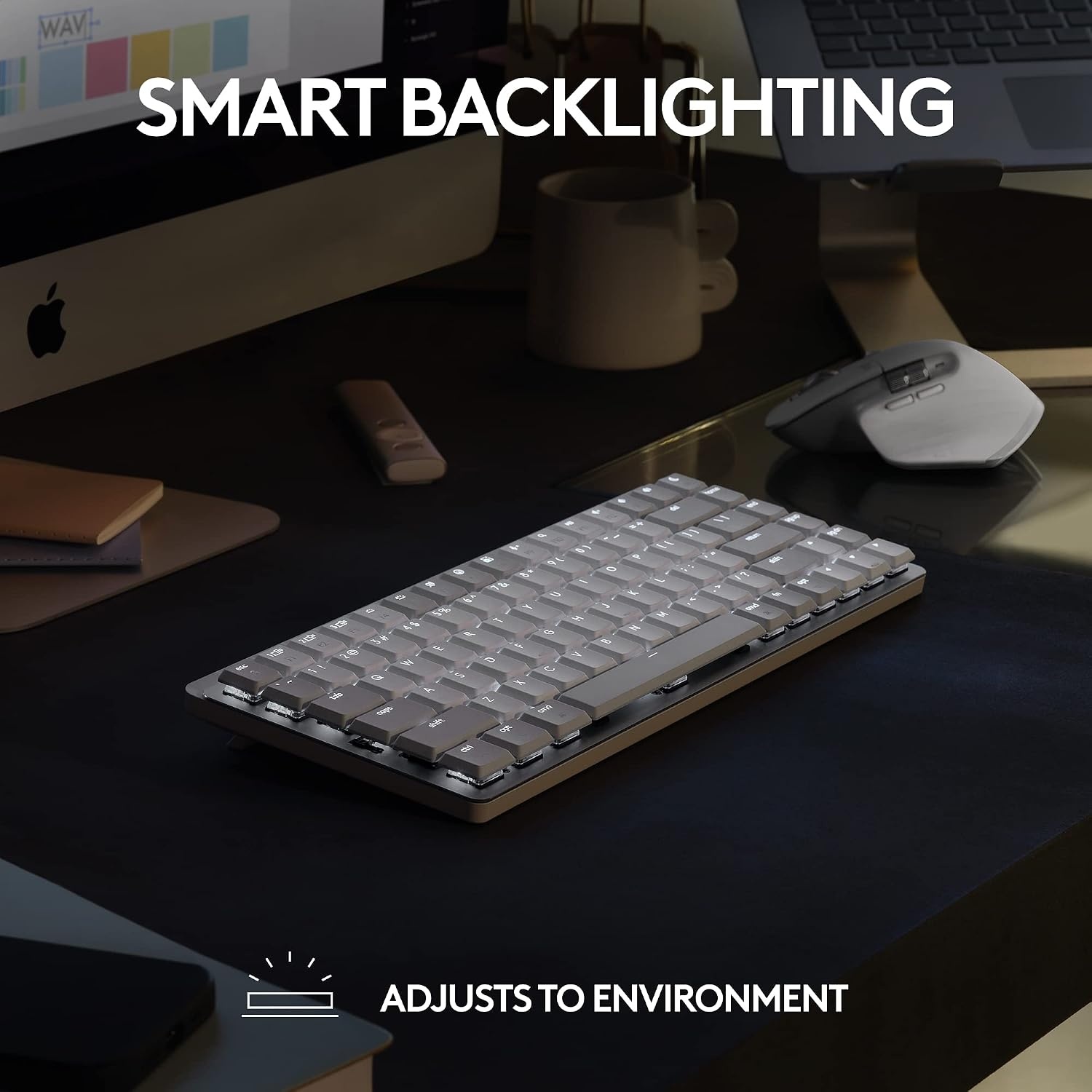 image:imageLogitech MX Mechanical Mini for Mac Wireless Illuminated Keyboard LowProfile Performance Switches Tactile Quiet Keys Backlit Bluetooth USBC Apple iPad Space GreySpace Grey