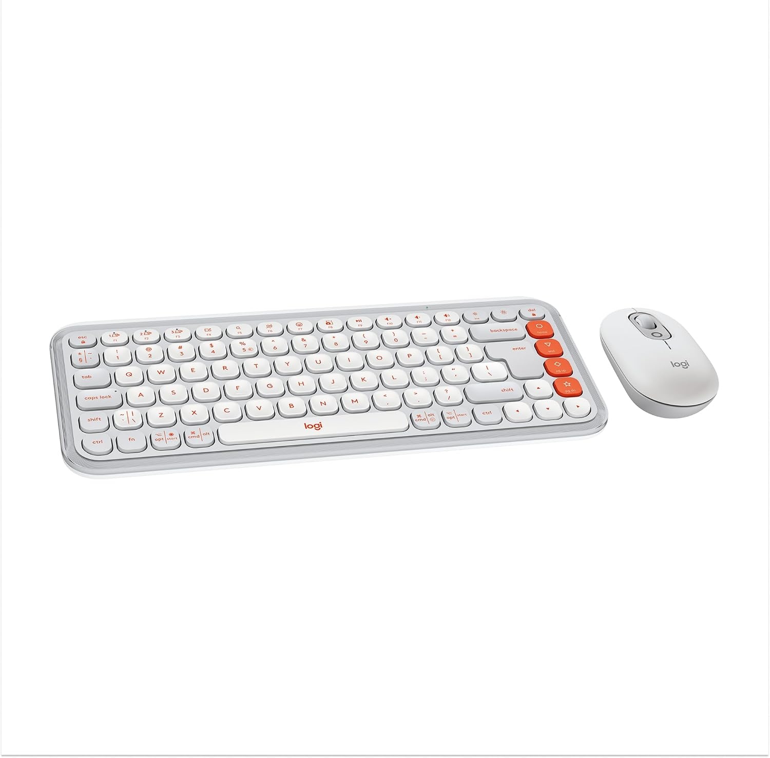 image:imageLogitech POP ICON Combo Wireless Bluetooth Keyboard and Mouse Comfortable Typing programmable Keys and Buttons Quiet clicks EasySwitch up to 3 Devices LilacWhite Orange