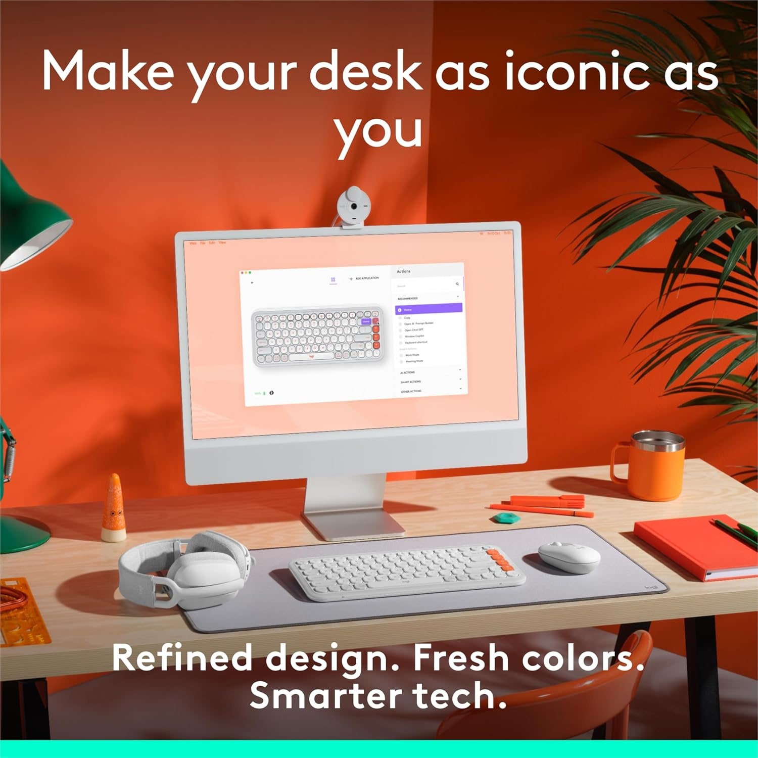 image:imageLogitech POP ICON Combo Wireless Bluetooth Keyboard and Mouse Comfortable Typing programmable Keys and Buttons Quiet clicks EasySwitch up to 3 Devices LilacWhite Orange