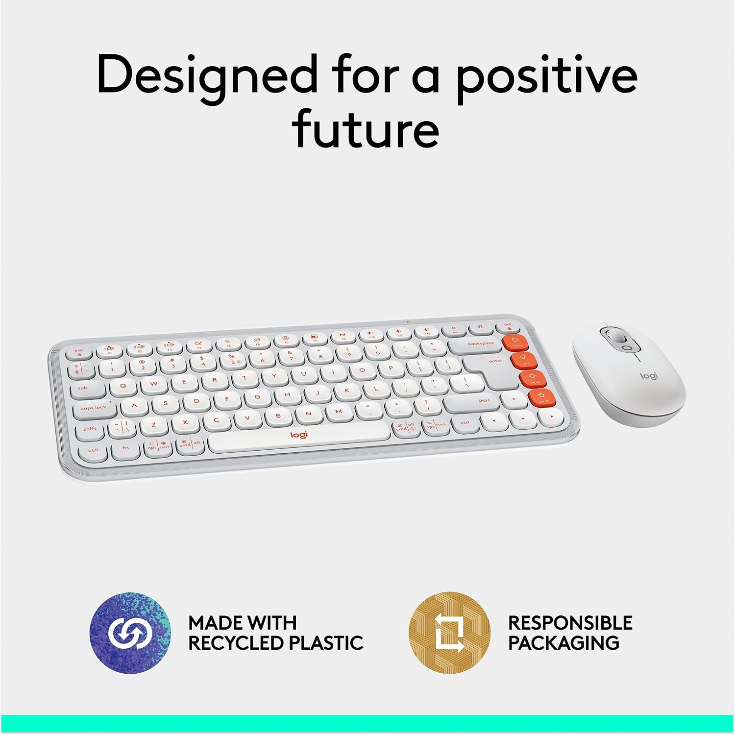 image:imageLogitech POP ICON Combo Wireless Bluetooth Keyboard and Mouse Comfortable Typing programmable Keys and Buttons Quiet clicks EasySwitch up to 3 Devices LilacWhite Orange