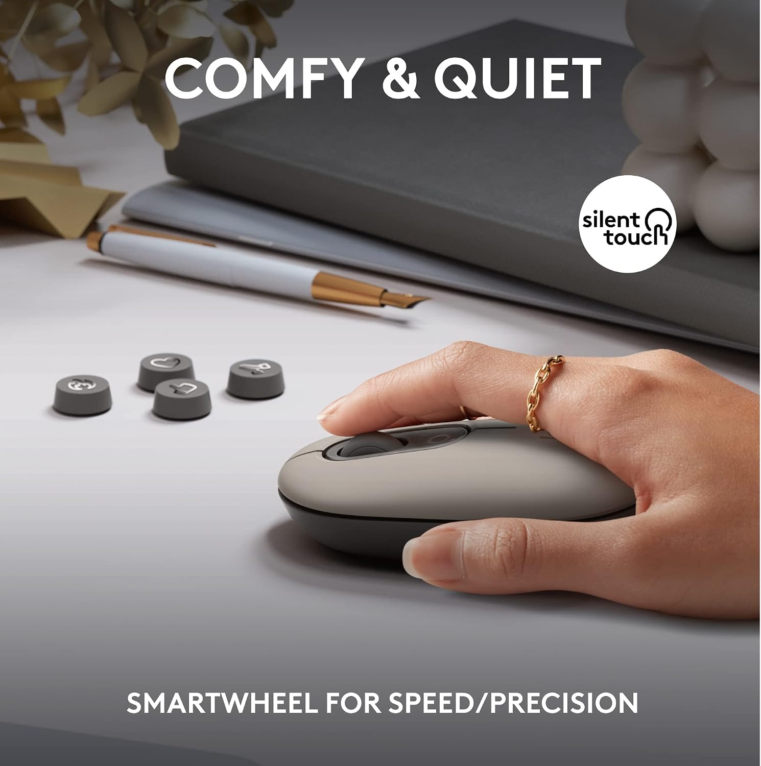 image:imageLogitech POP Keys Mechanical Wireless Keyboard with Customizable Emoji Keys Durable Compact Design Bluetooth or USB Connectivity MultiDevice OS Compatible Heartbreaker RoseMist