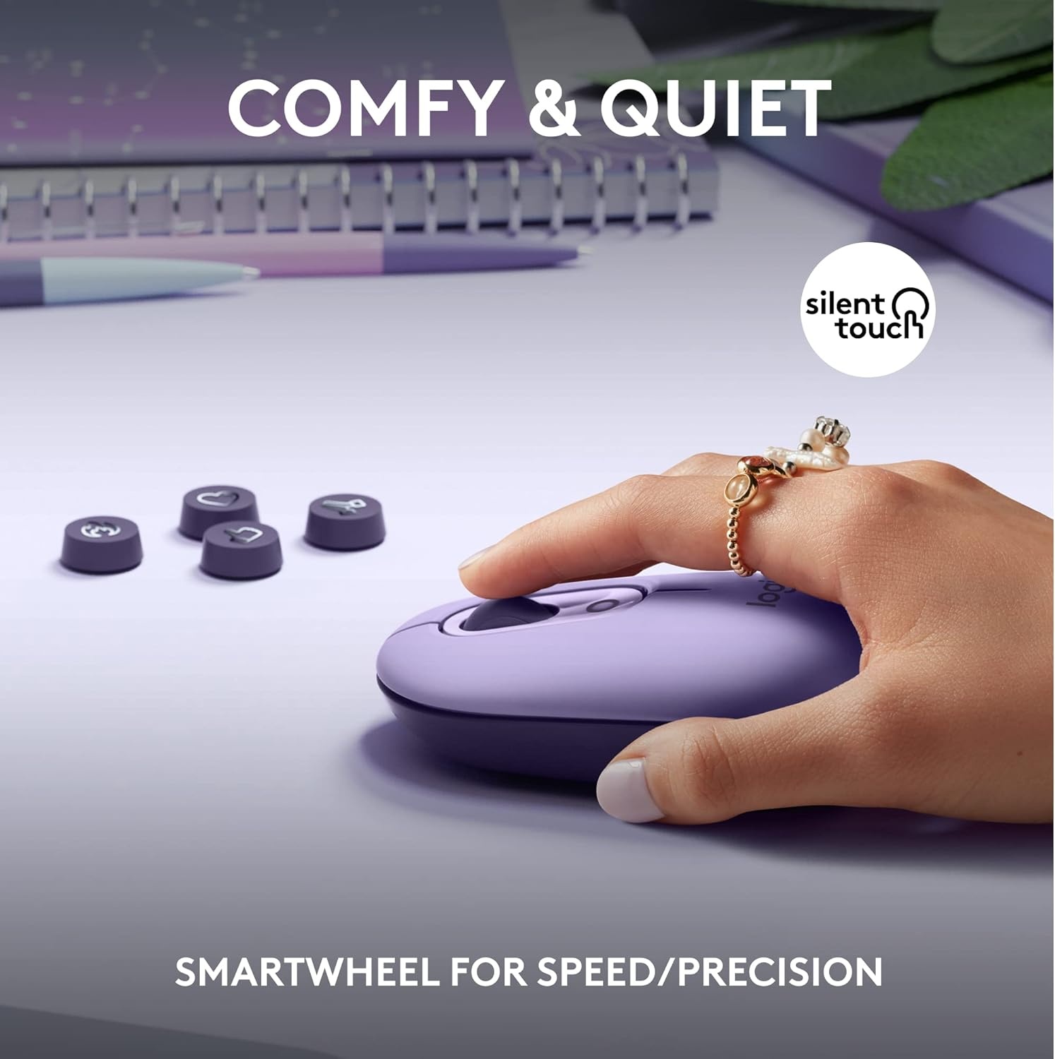 image:imageLogitech POP Keys Mechanical Wireless Keyboard with Customizable Emoji Keys Durable Compact Design Bluetooth or USB Connectivity MultiDevice OS Compatible Heartbreaker RoseCosmos