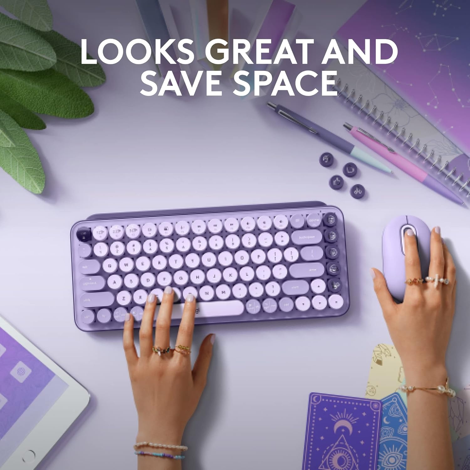 image:imageLogitech POP Keys Mechanical Wireless Keyboard with Customizable Emoji Keys Durable Compact Design Bluetooth or USB Connectivity MultiDevice OS Compatible Heartbreaker RoseCosmos