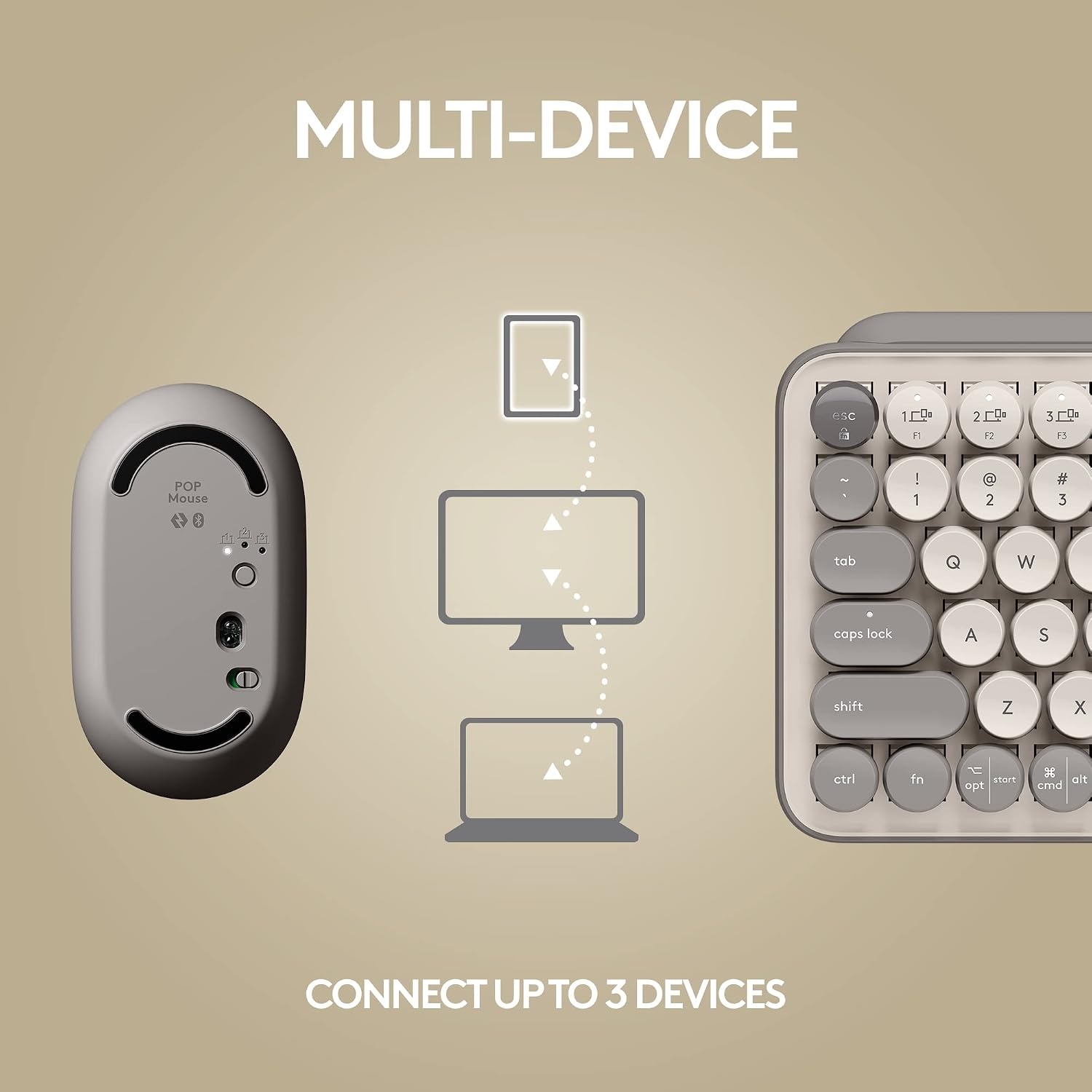 image:imageLogitech POP Keys Mechanical Wireless Keyboard with Customizable Emoji Keys Durable Compact Design Bluetooth or USB Connectivity MultiDevice OS Compatible Heartbreaker RoseMist