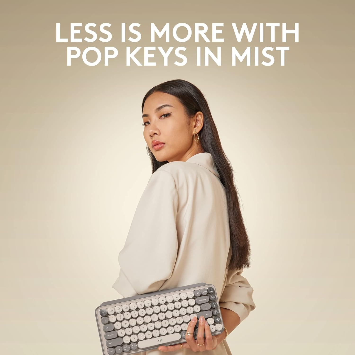 image:imageLogitech POP Keys Mechanical Wireless Keyboard with Customizable Emoji Keys Durable Compact Design Bluetooth or USB Connectivity MultiDevice OS Compatible Heartbreaker RoseMist