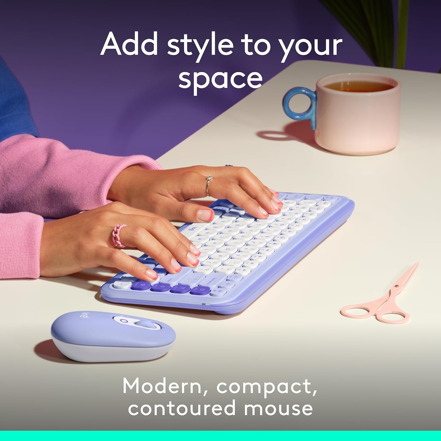 image:imageLogitech POP Mouse Compact and Portable Wireless Bluetooth Mouse with Programmable Buttons and Quiet Clicks EasySwitch Between up to 3 Devices Laptop Tablet PC OffWhiteLilac