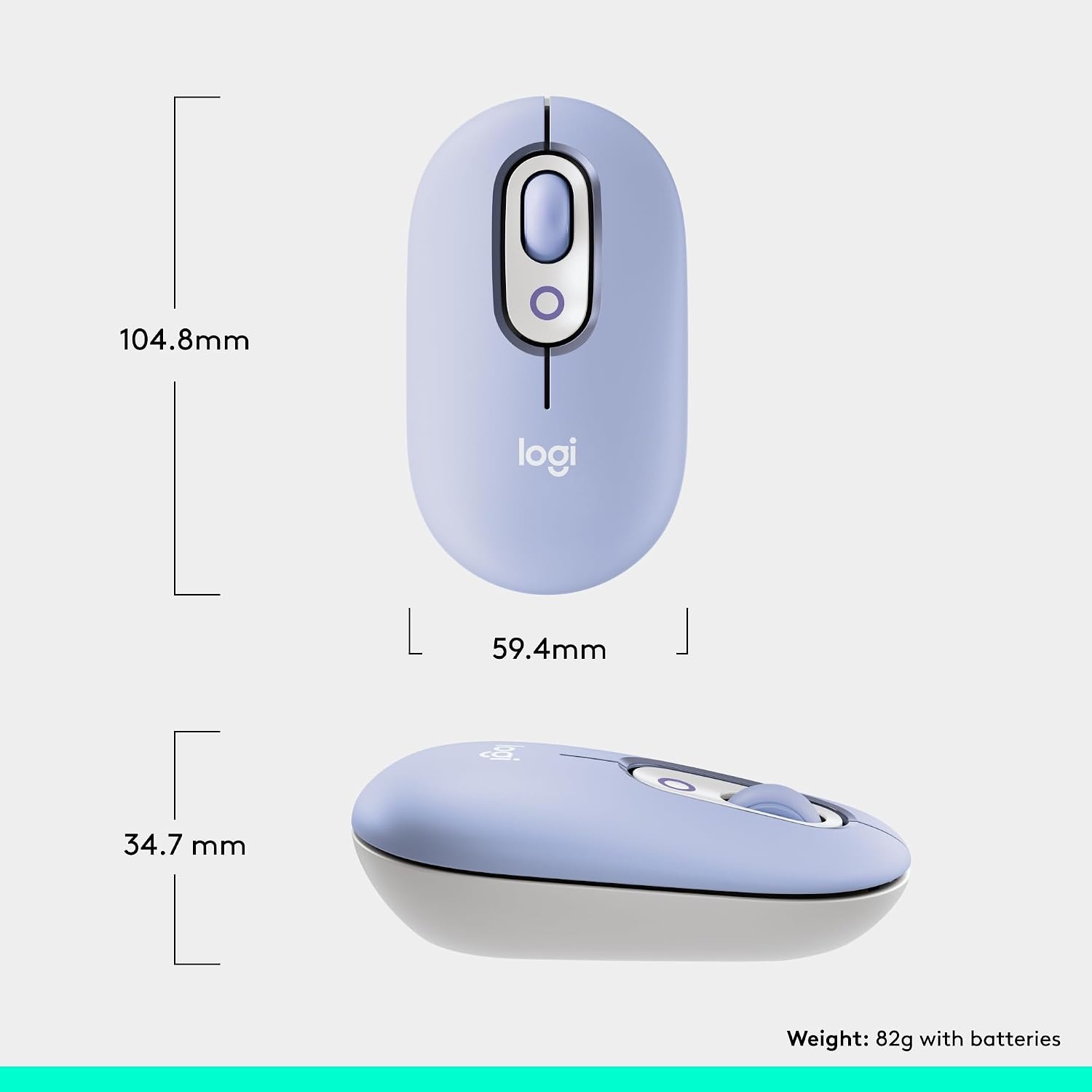 image:imageLogitech POP Mouse Compact and Portable Wireless Bluetooth Mouse with Programmable Buttons and Quiet Clicks EasySwitch Between up to 3 Devices Laptop Tablet PC OffWhiteLilac