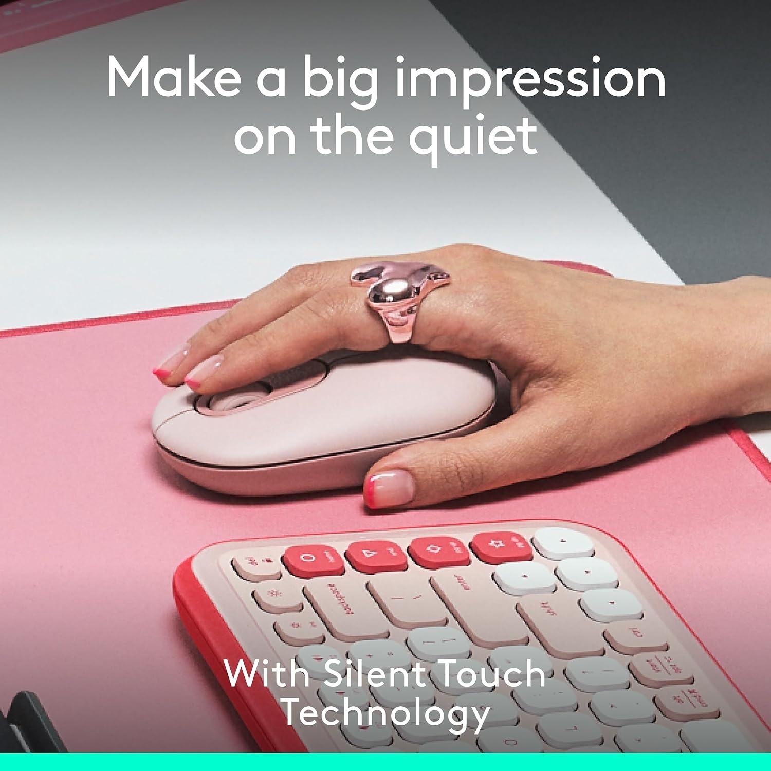 image:imageLogitech POP Mouse Compact and Portable Wireless Bluetooth Mouse with Programmable Buttons and Quiet Clicks EasySwitch Between up to 3 Devices Laptop Tablet PC OffWhiteRose