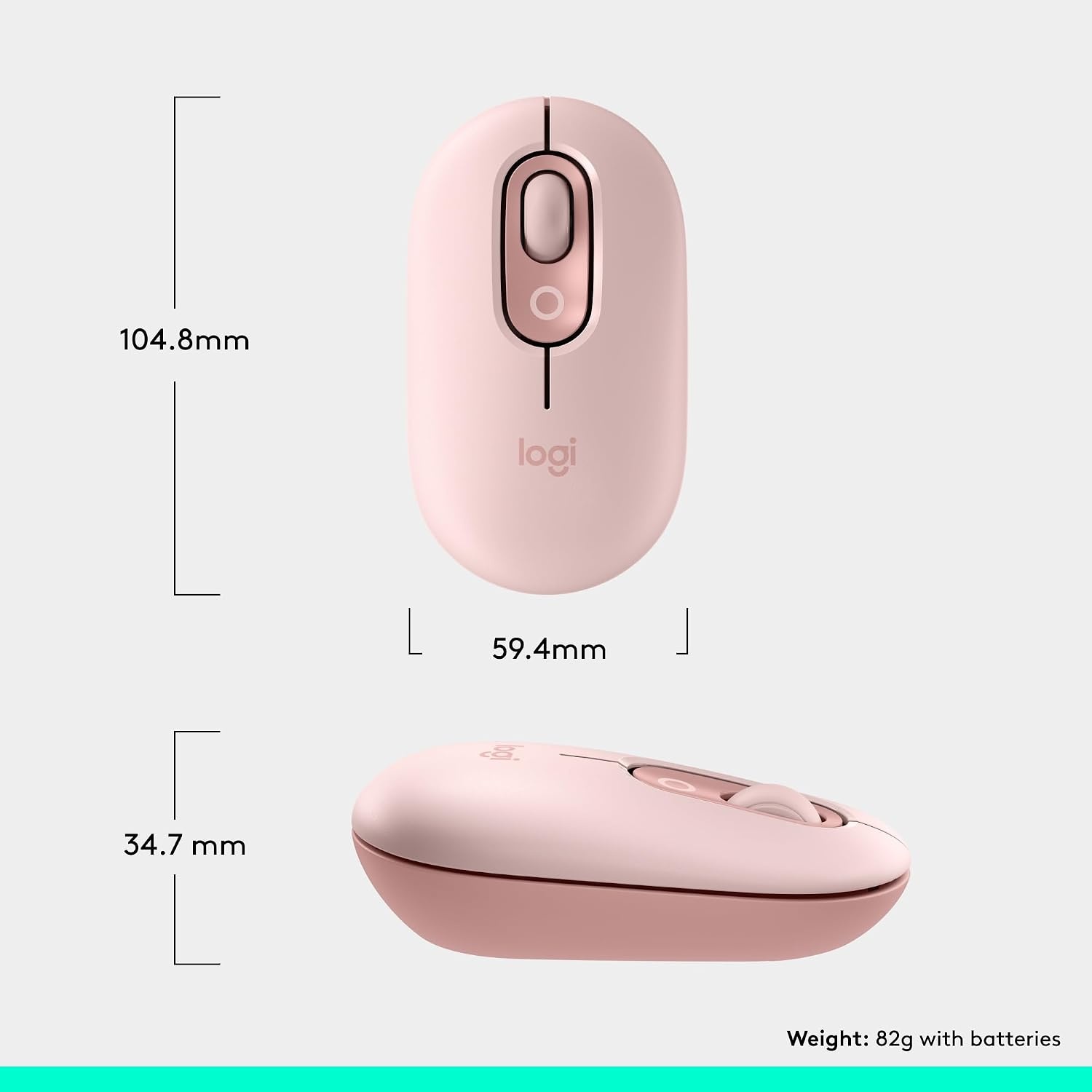 image:imageLogitech POP Mouse Compact and Portable Wireless Bluetooth Mouse with Programmable Buttons and Quiet Clicks EasySwitch Between up to 3 Devices Laptop Tablet PC OffWhiteRose