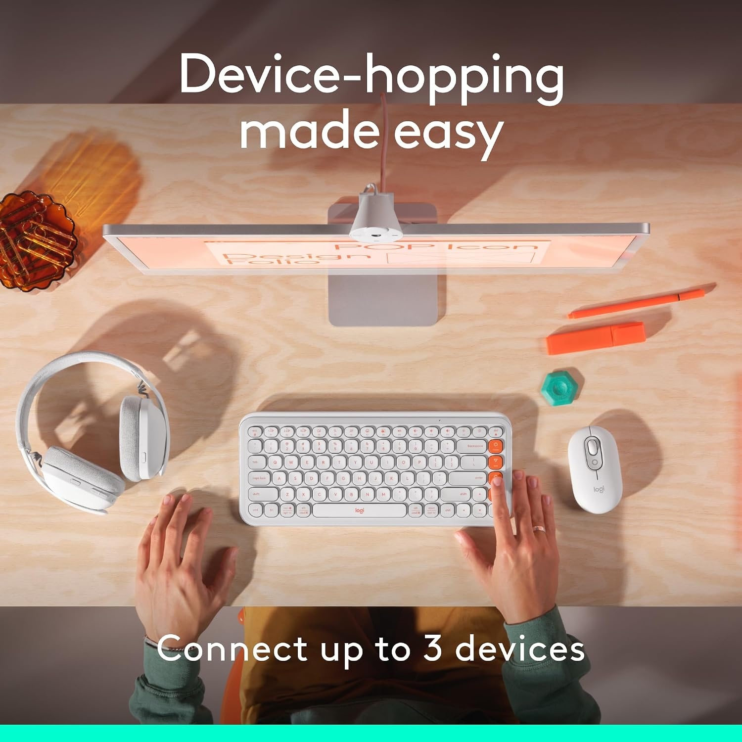 image:imageLogitech POP Mouse Compact and Portable Wireless Bluetooth Mouse with Programmable Buttons and Quiet Clicks EasySwitch Between up to 3 Devices Laptop Tablet PC OffWhiteLilac