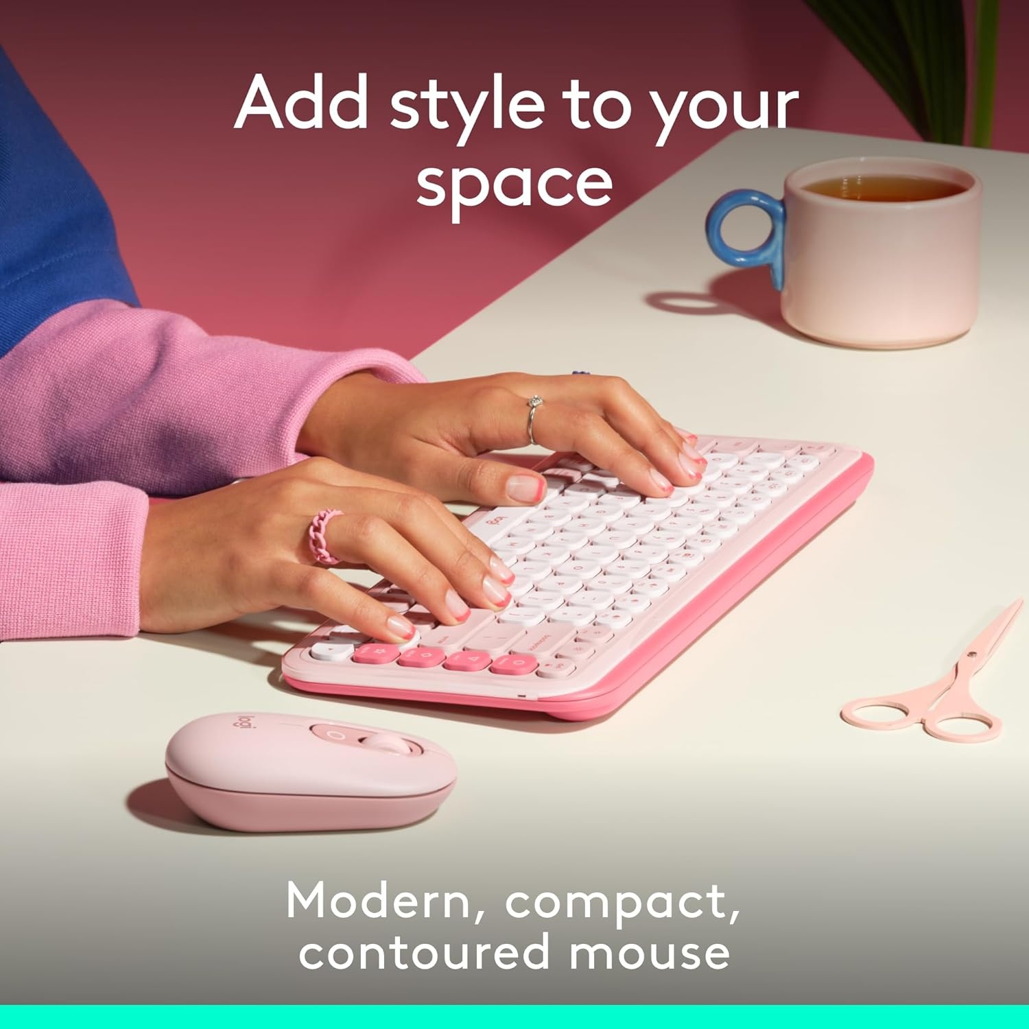 image:imageLogitech POP Mouse Compact and Portable Wireless Bluetooth Mouse with Programmable Buttons and Quiet Clicks EasySwitch Between up to 3 Devices Laptop Tablet PC OffWhiteRose