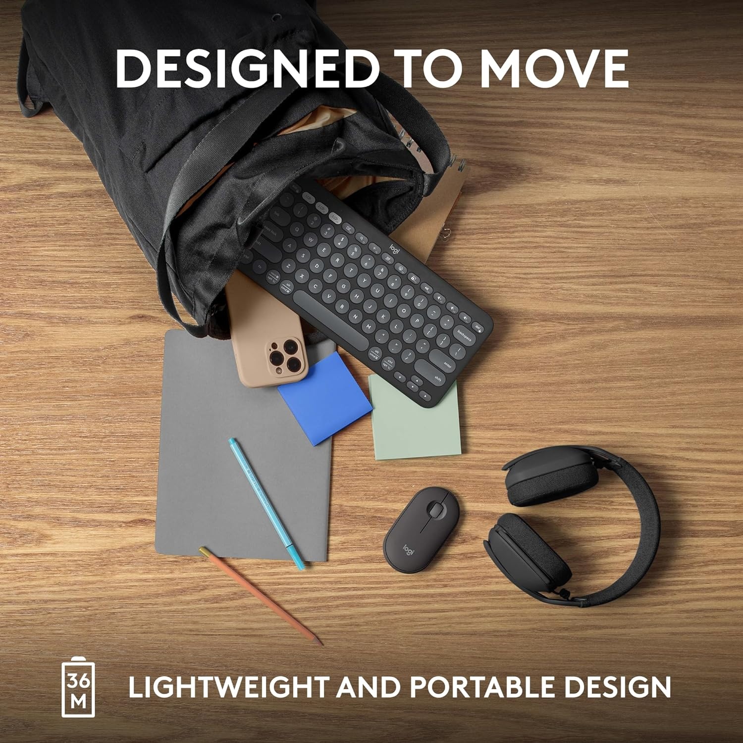 image:imageLogitech Pebble 2 Combo Wireless Keyboard and Mouse Quiet and Portable Customizable Logi Bolt Bluetooth EasySwitch for Windows macOS iPadOS Chrome Tonal RoseGraphite