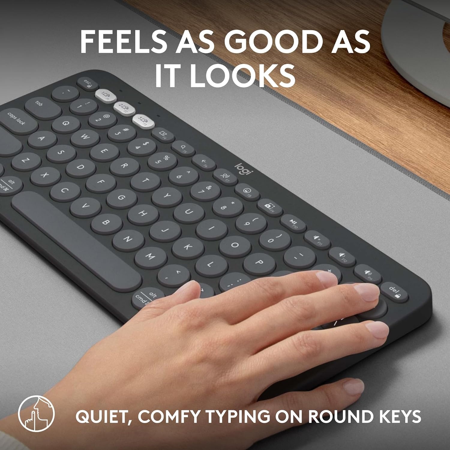 image:imageLogitech Pebble 2 Combo Wireless Keyboard and Mouse Quiet and Portable Customizable Logi Bolt Bluetooth EasySwitch for Windows macOS iPadOS Chrome Tonal RoseGraphite