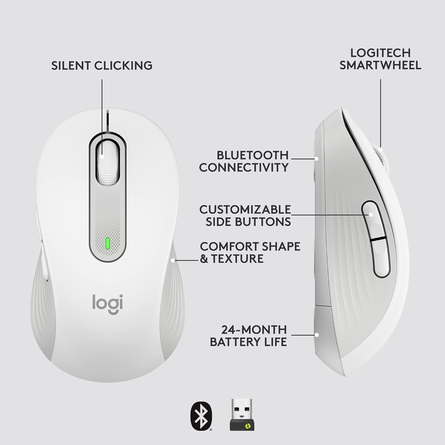 image:imageLogitech Signature M650 L for Business Wireless Mouse for Large Sized Hands Logi Bolt Bluetooth SmartWheel GraphiteOff White