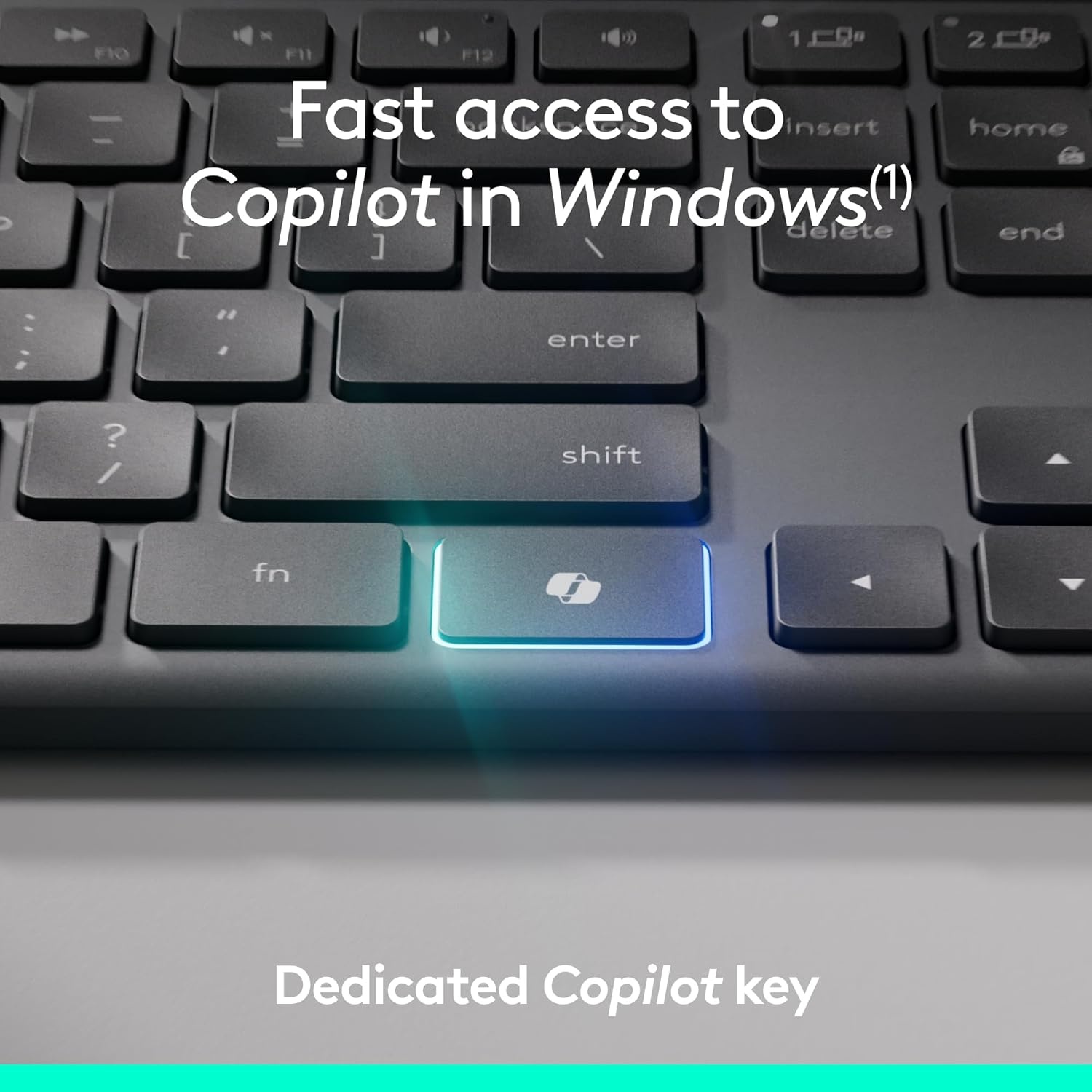 image:imageLogitech Signature Slim MK955 Combo for Business with Microsoft Copilot Wireless Keyboard and Mouse Quiet Typing Secure Receiver Bluetooth Windows Graphite Renewed