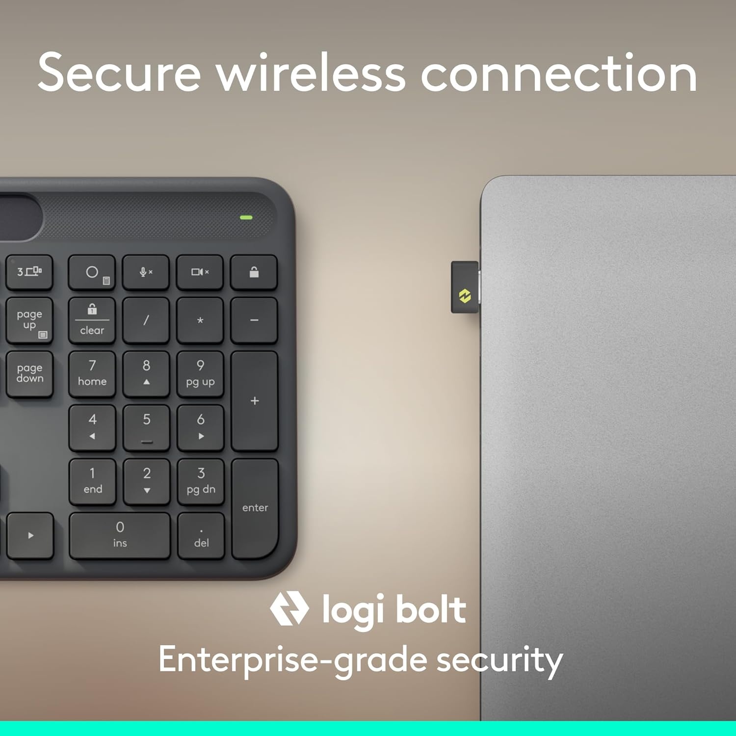 image:imageLogitech Signature Slim Solar Wireless Bluetooth Keyboard K980 for Business Quiet Typing Secure Receiver Windows Mac GraphiteKeyboard