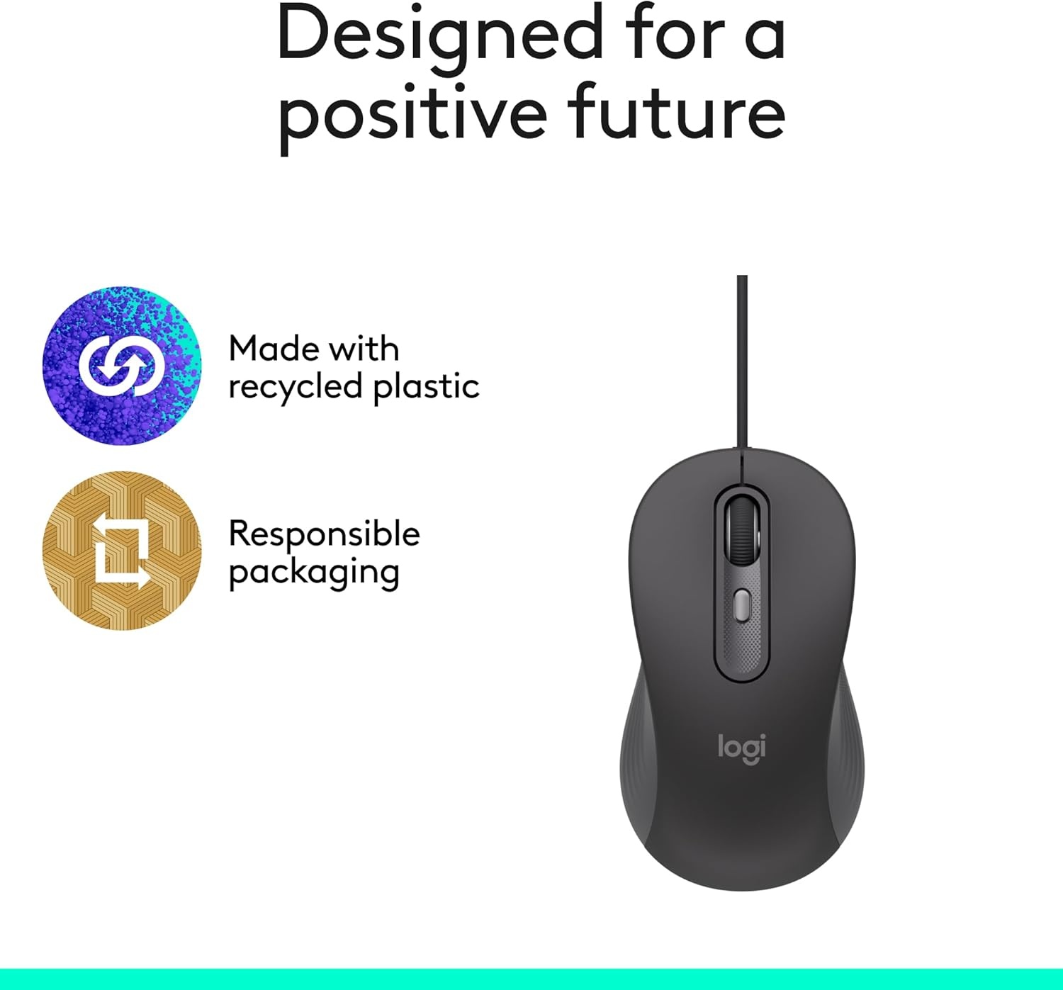 image:imageLogitech Signature Wired M520 L for Business Optical Wired Mouse USBC PlugandPlay WindowsMacChromePClaptops Graphite